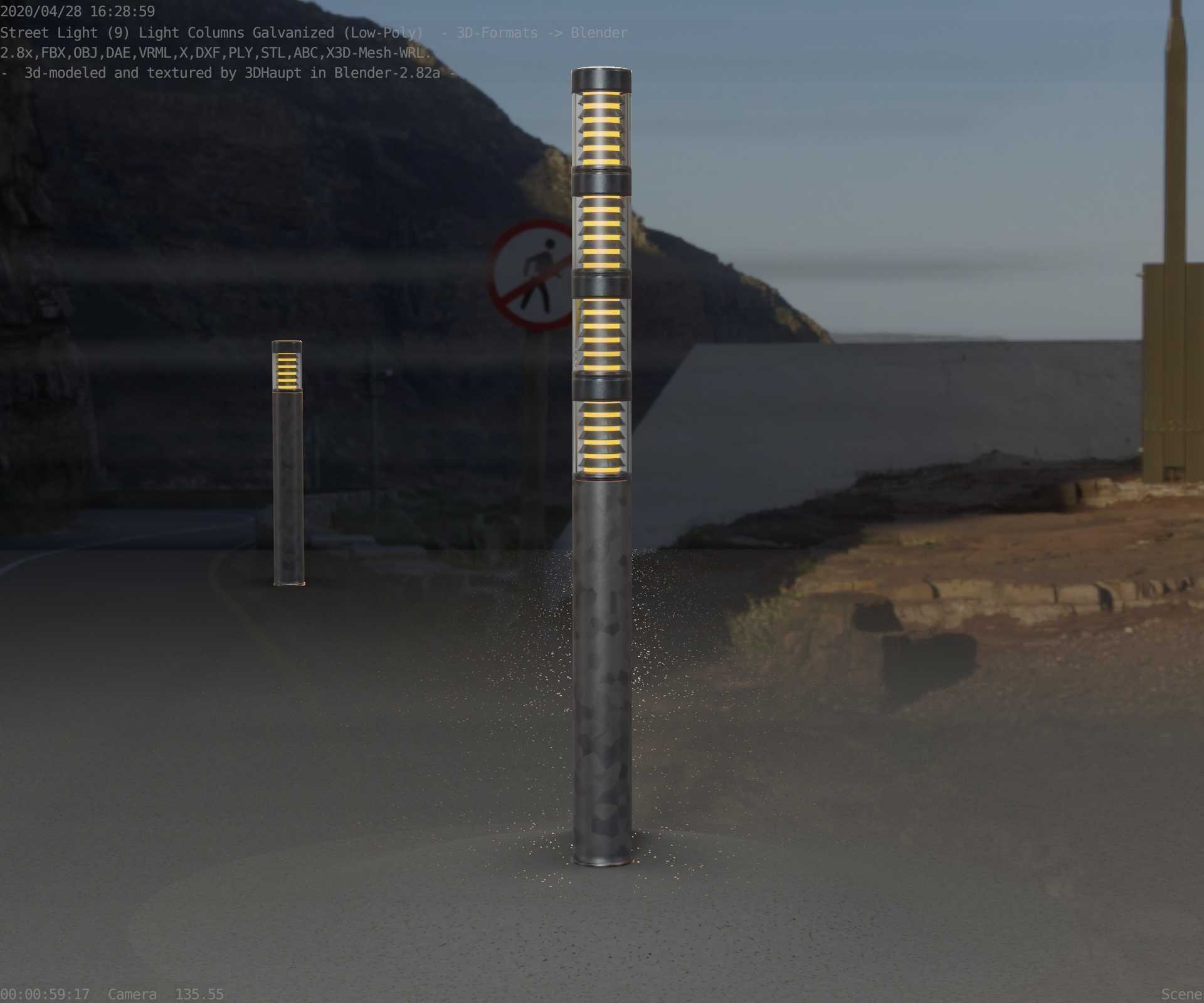 Galvanized Light-Column -15- Street-Light 9 Low-poly 3D model_55