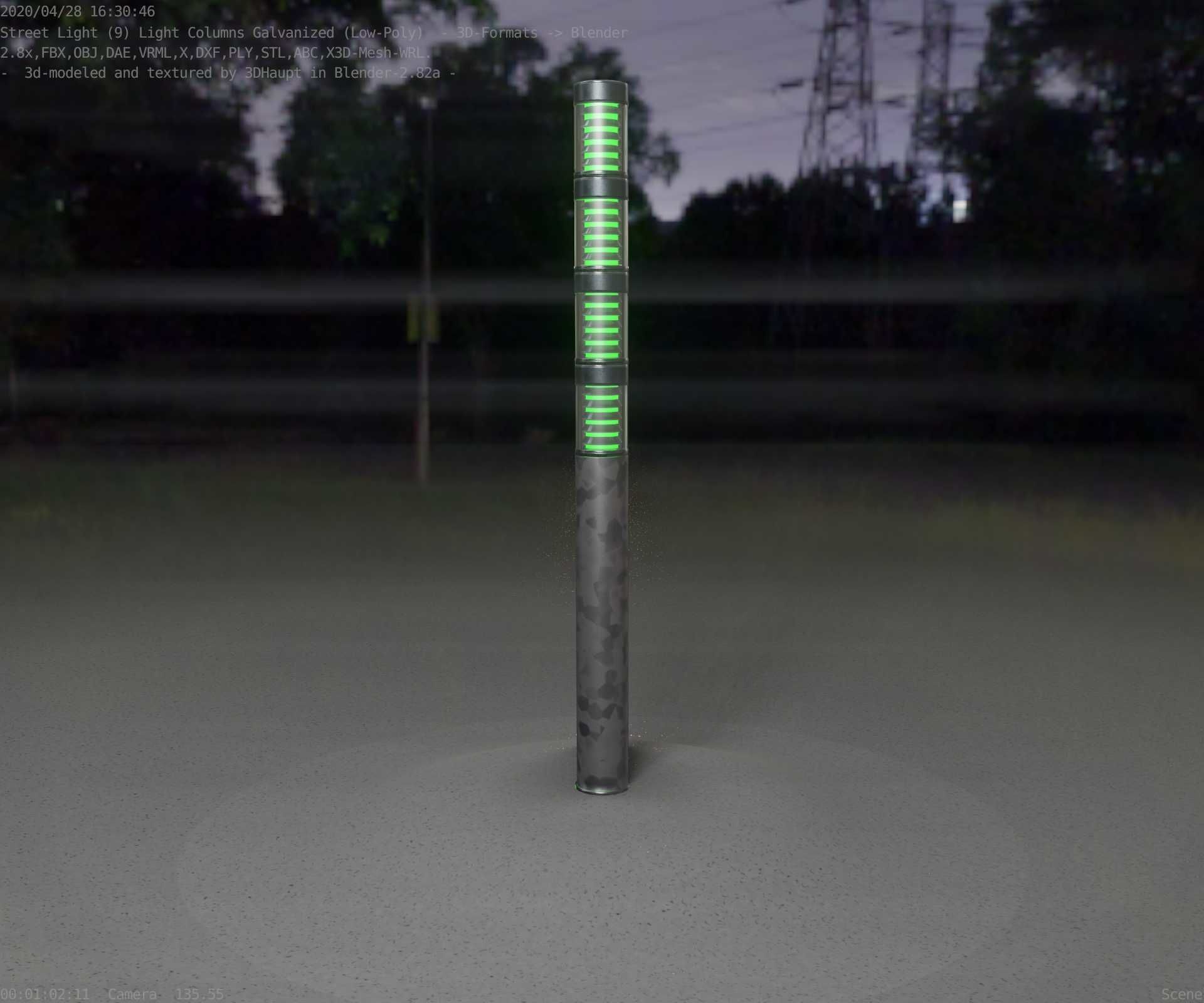 Galvanized Light-Column -15- Street-Light 9 Low-poly 3D model_99