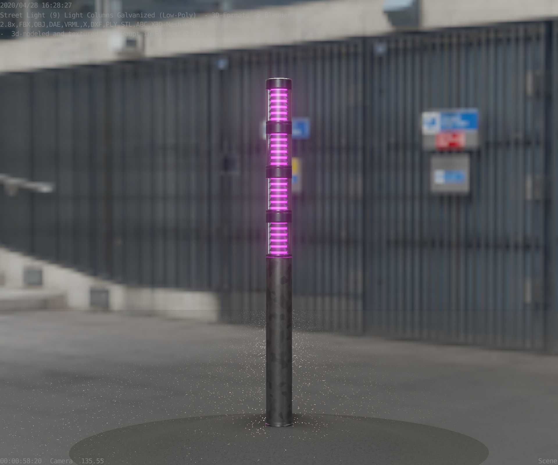 Galvanized Light-Column -15- Street-Light 9 Low-poly 3D model_40
