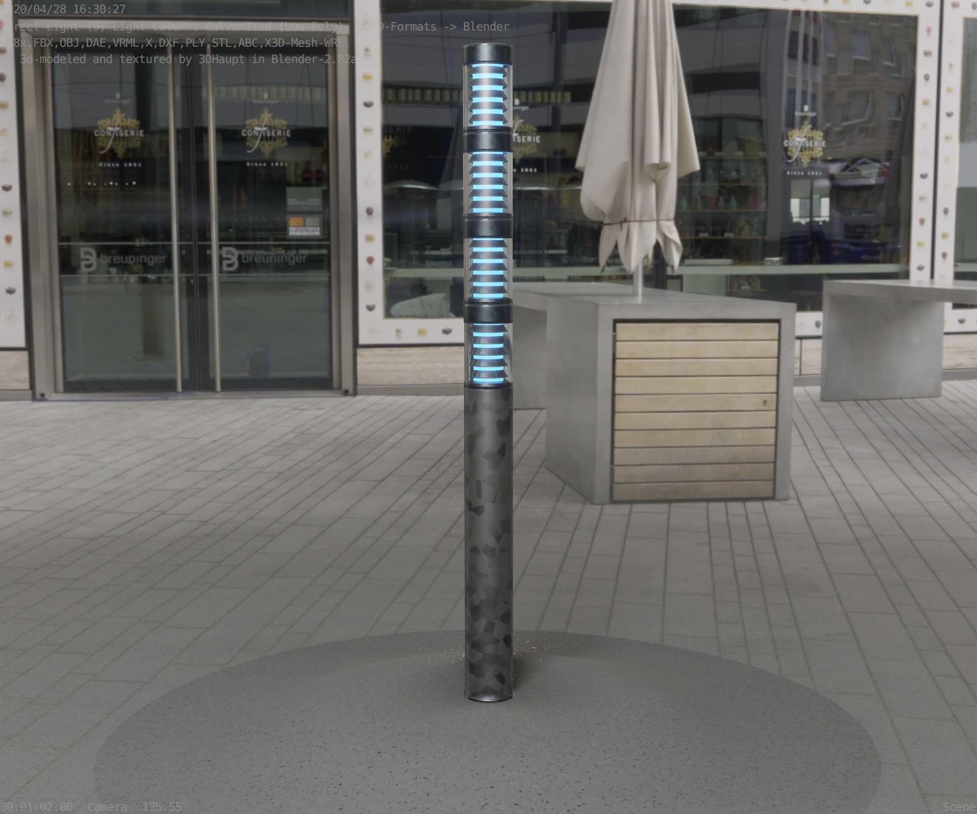 Galvanized Light-Column -15- Street-Light 9 Low-poly 3D model_88