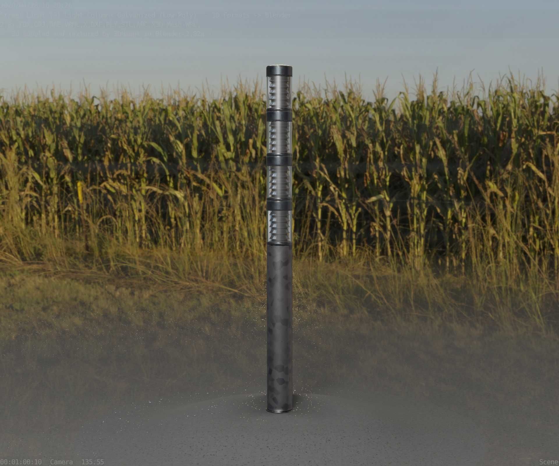 Galvanized Light-Column -15- Street-Light 9 Low-poly 3D model_10