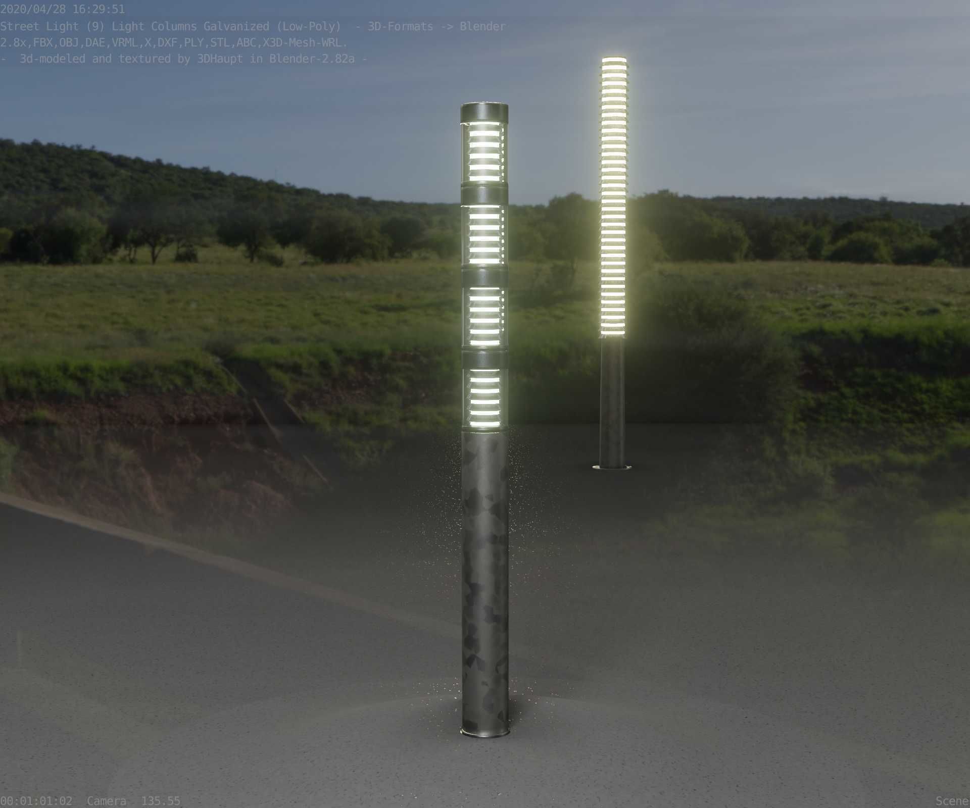 Galvanized Light-Column -15- Street-Light 9 Low-poly 3D model_26