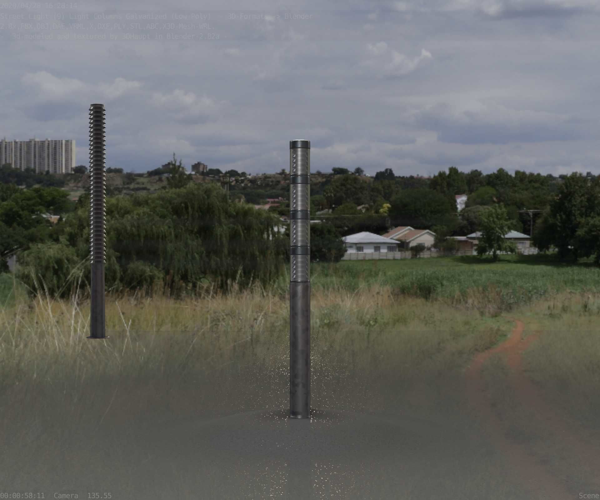 Galvanized Light-Column -15- Street-Light 9 Low-poly 3D model_9