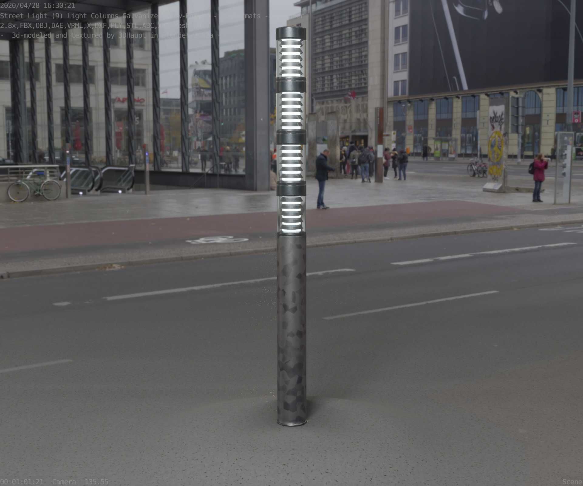 Galvanized Light-Column -15- Street-Light 9 Low-poly 3D model_85