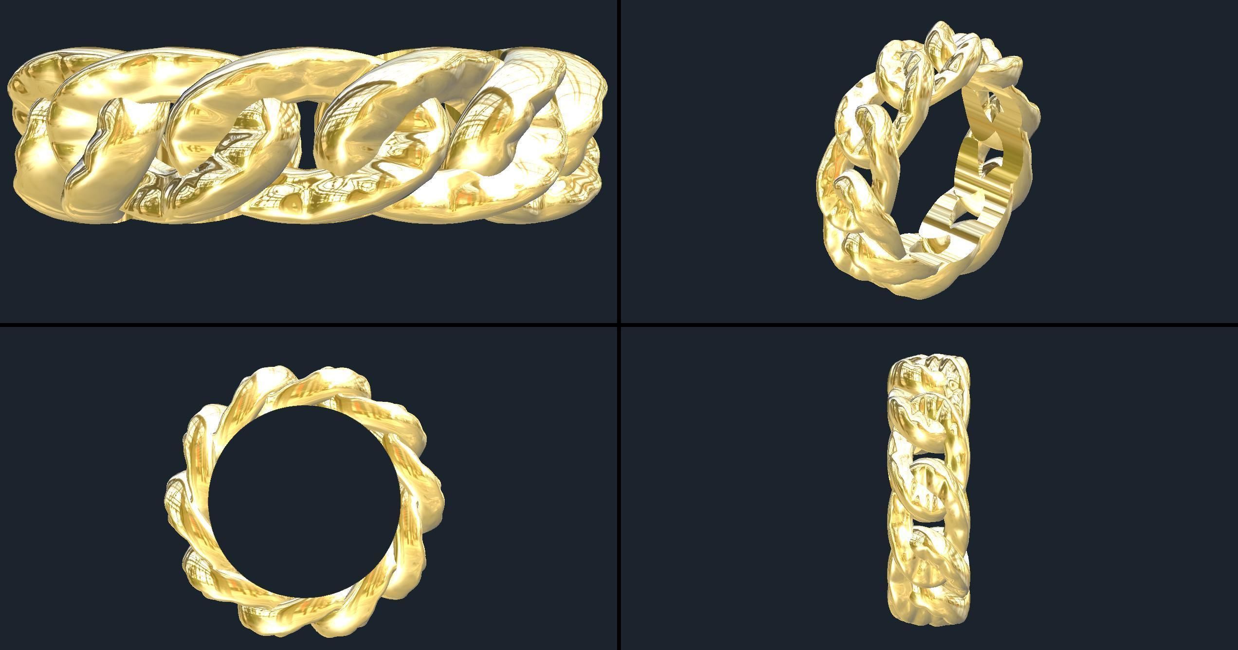 Anillo estilo cadena o eslavones chain or link ring 3D model_4