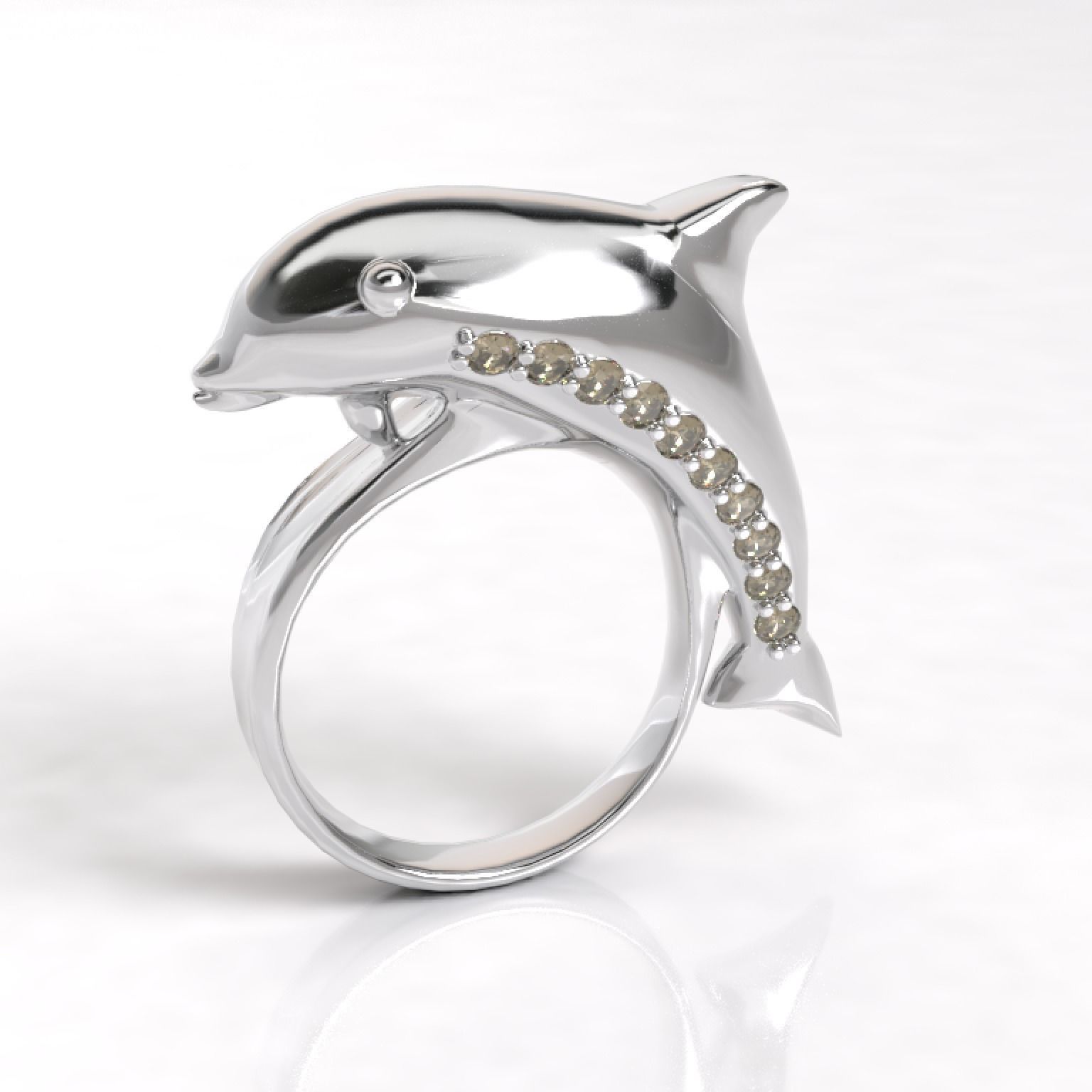 Anillo delfin con piedras Dolphin ring with stones 3D model_2