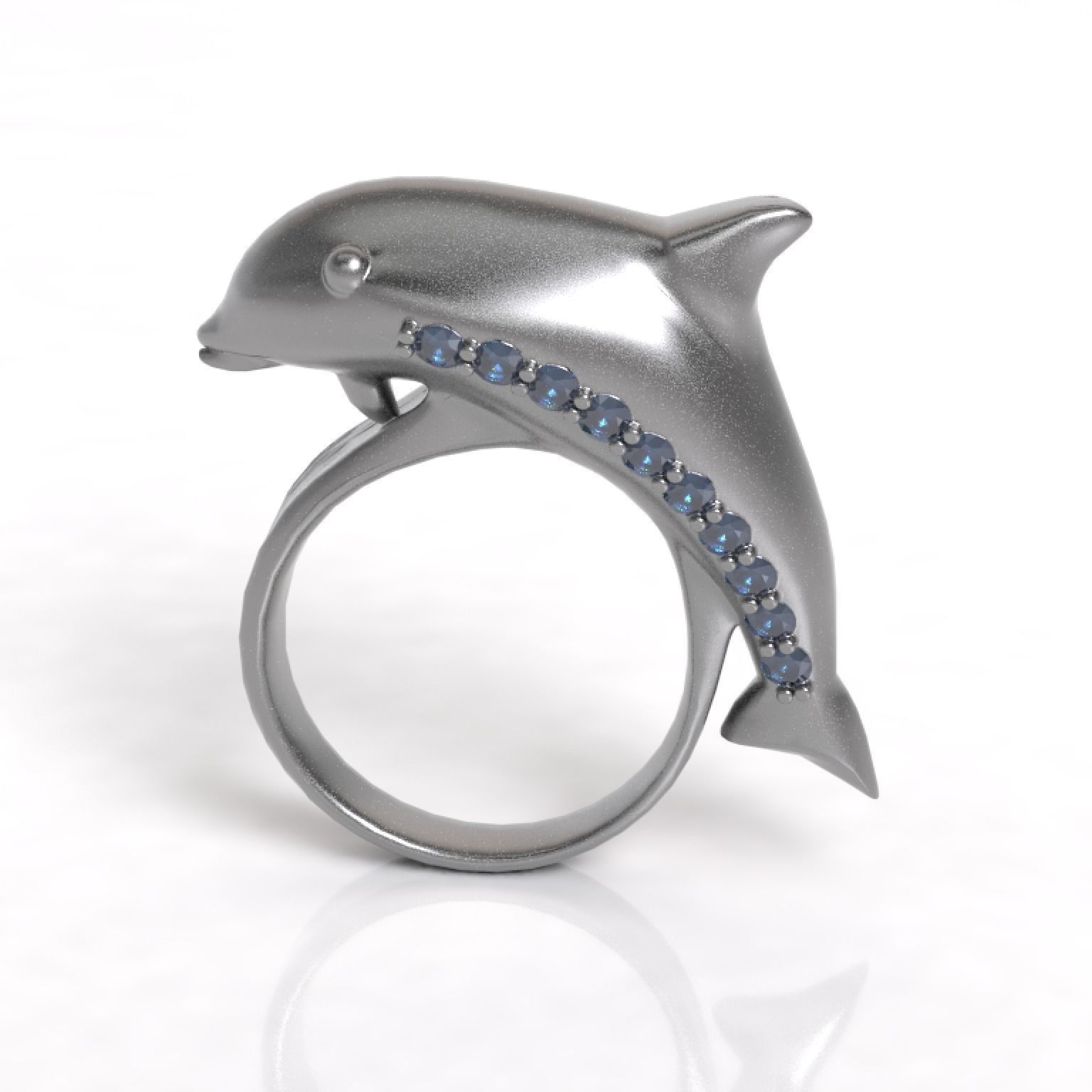 Anillo delfin con piedras Dolphin ring with stones 3D model_1
