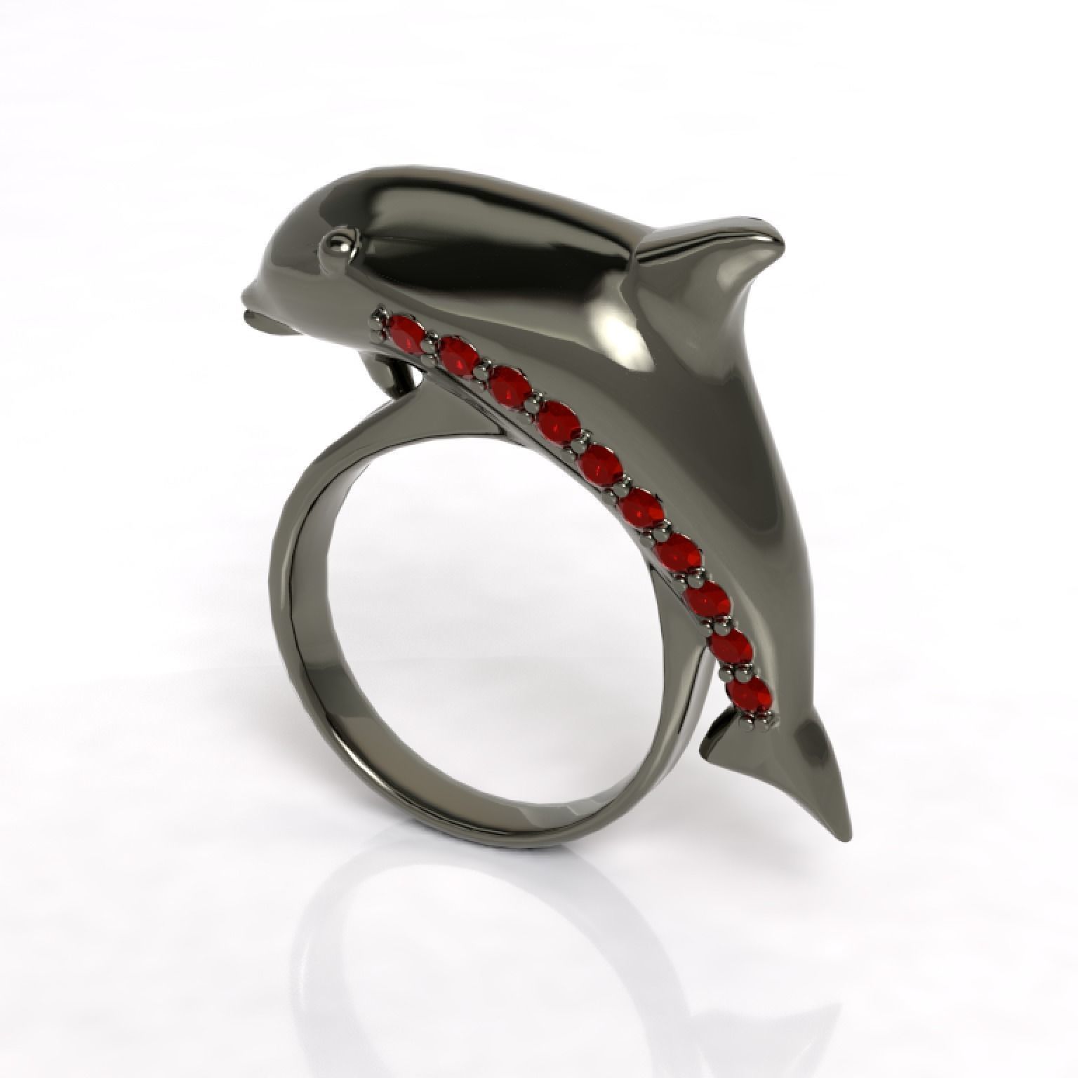 Anillo delfin con piedras Dolphin ring with stones 3D model_3