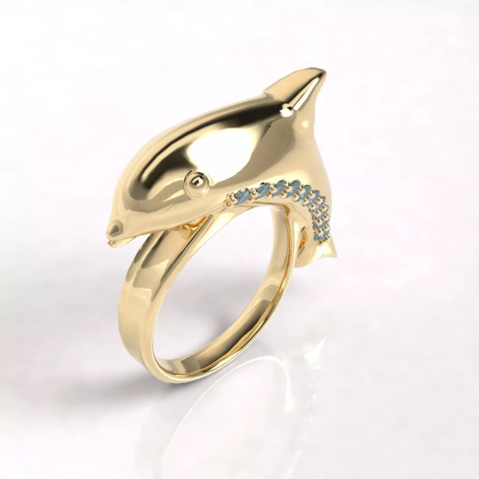 Anillo delfin con piedras Dolphin ring with stones 3D model_0