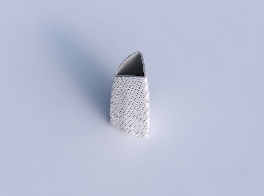 Vase curved tipping triangle with diagonal grid plates 3D print model_1