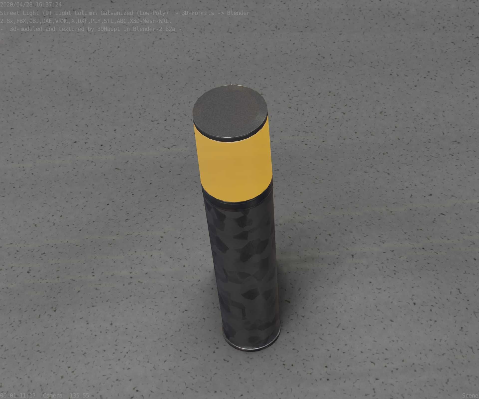 Galvanized Light-Column -18- Street-Light 9 Low-poly 3D model_5