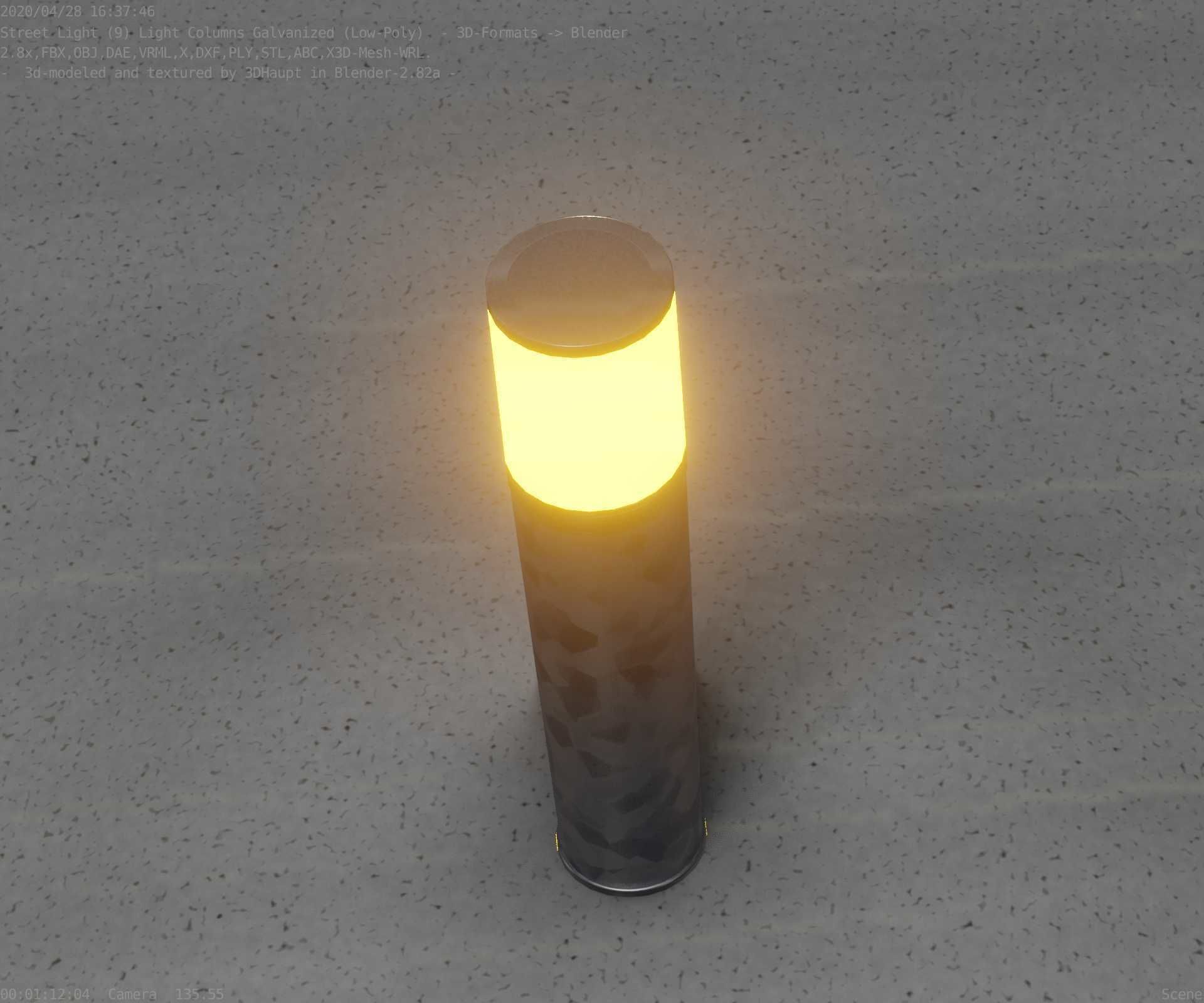 Galvanized Light-Column -18- Street-Light 9 Low-poly 3D model_16