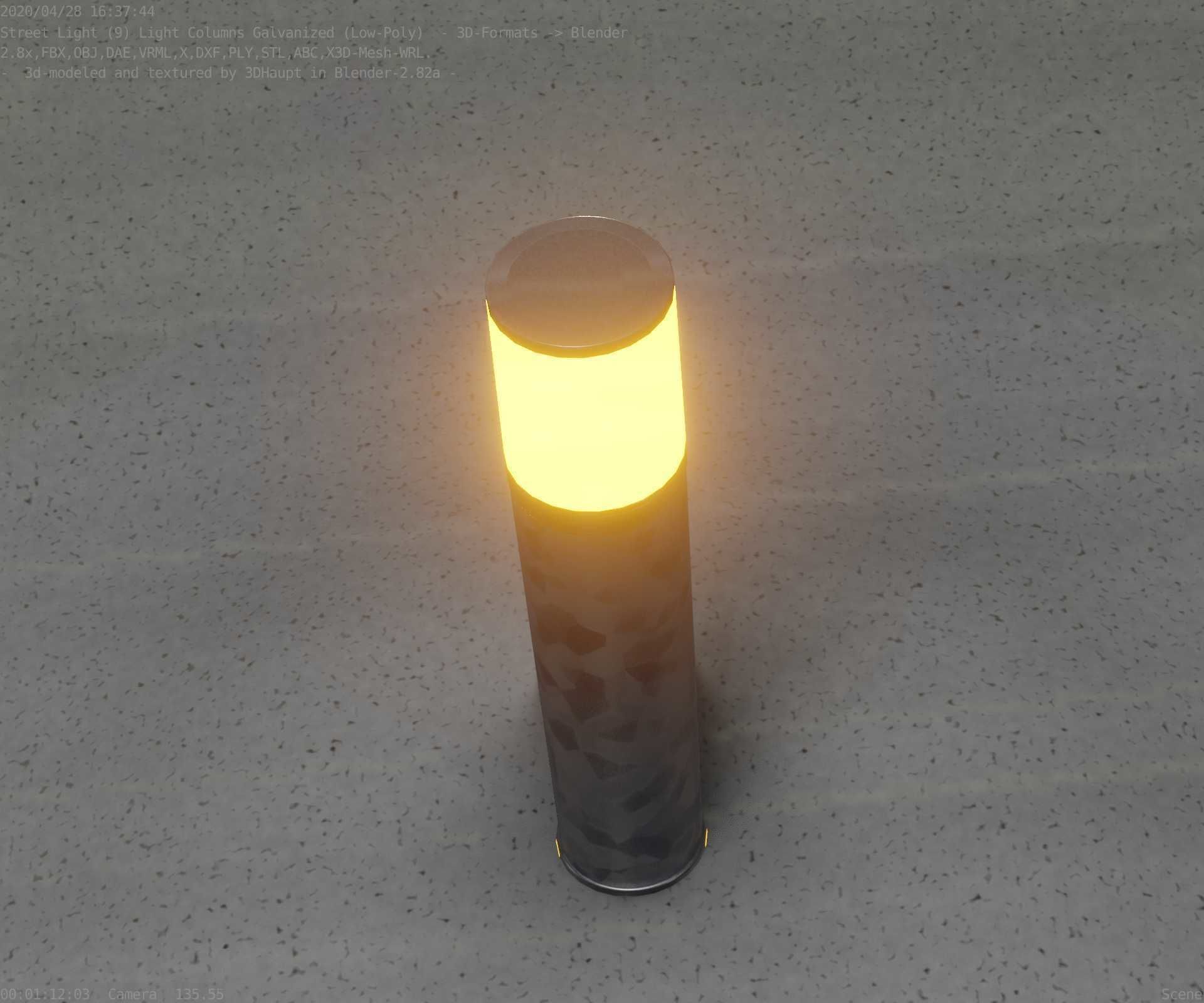 Galvanized Light-Column -18- Street-Light 9 Low-poly 3D model_15