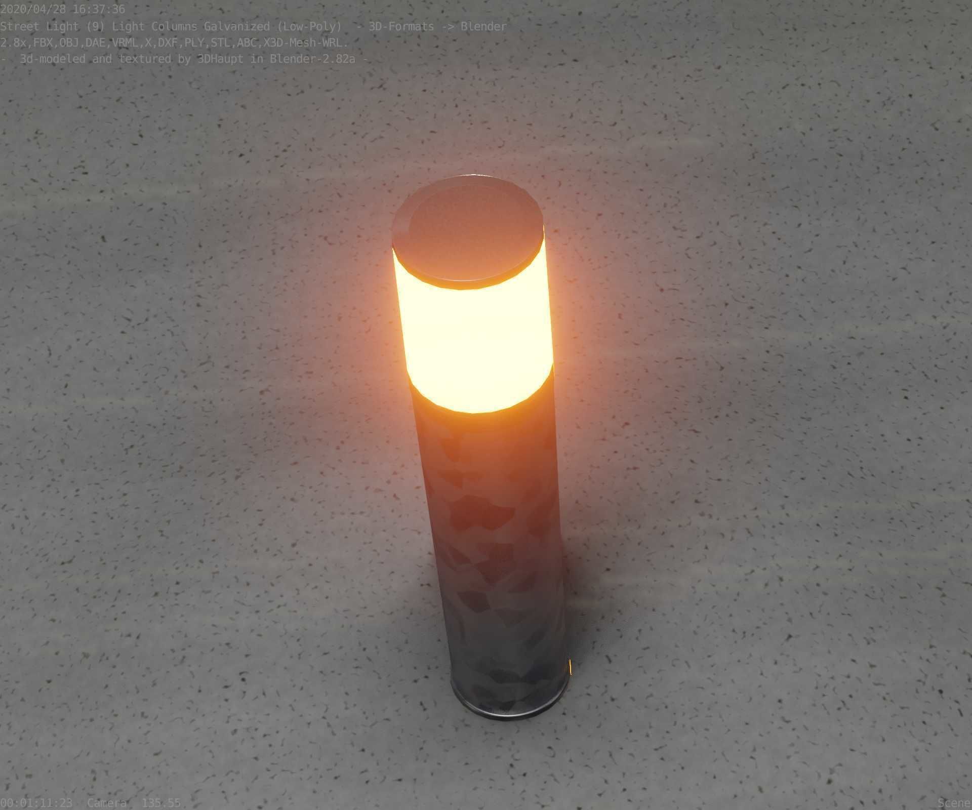 Galvanized Light-Column -18- Street-Light 9 Low-poly 3D model_11