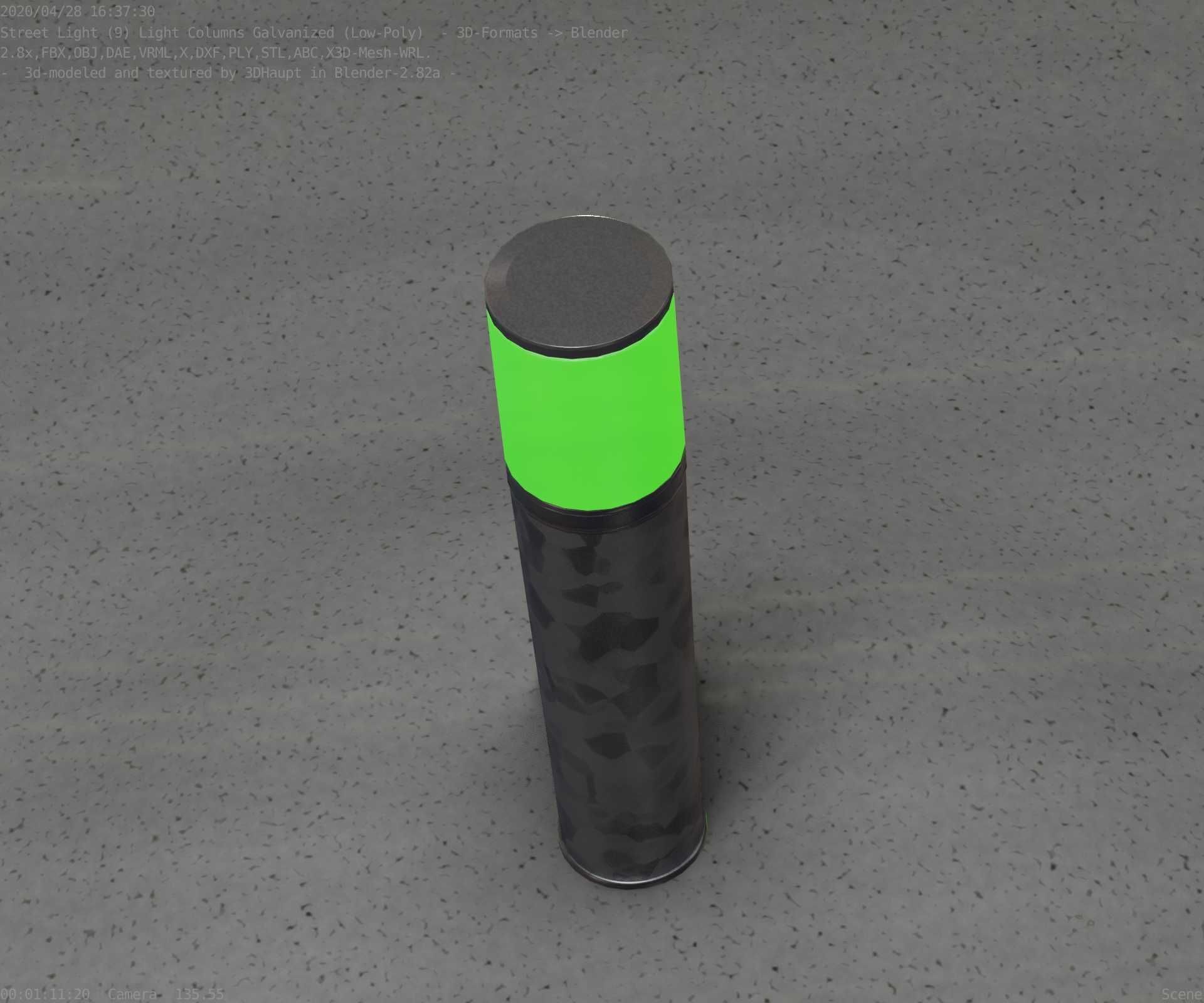 Galvanized Light-Column -18- Street-Light 9 Low-poly 3D model_8