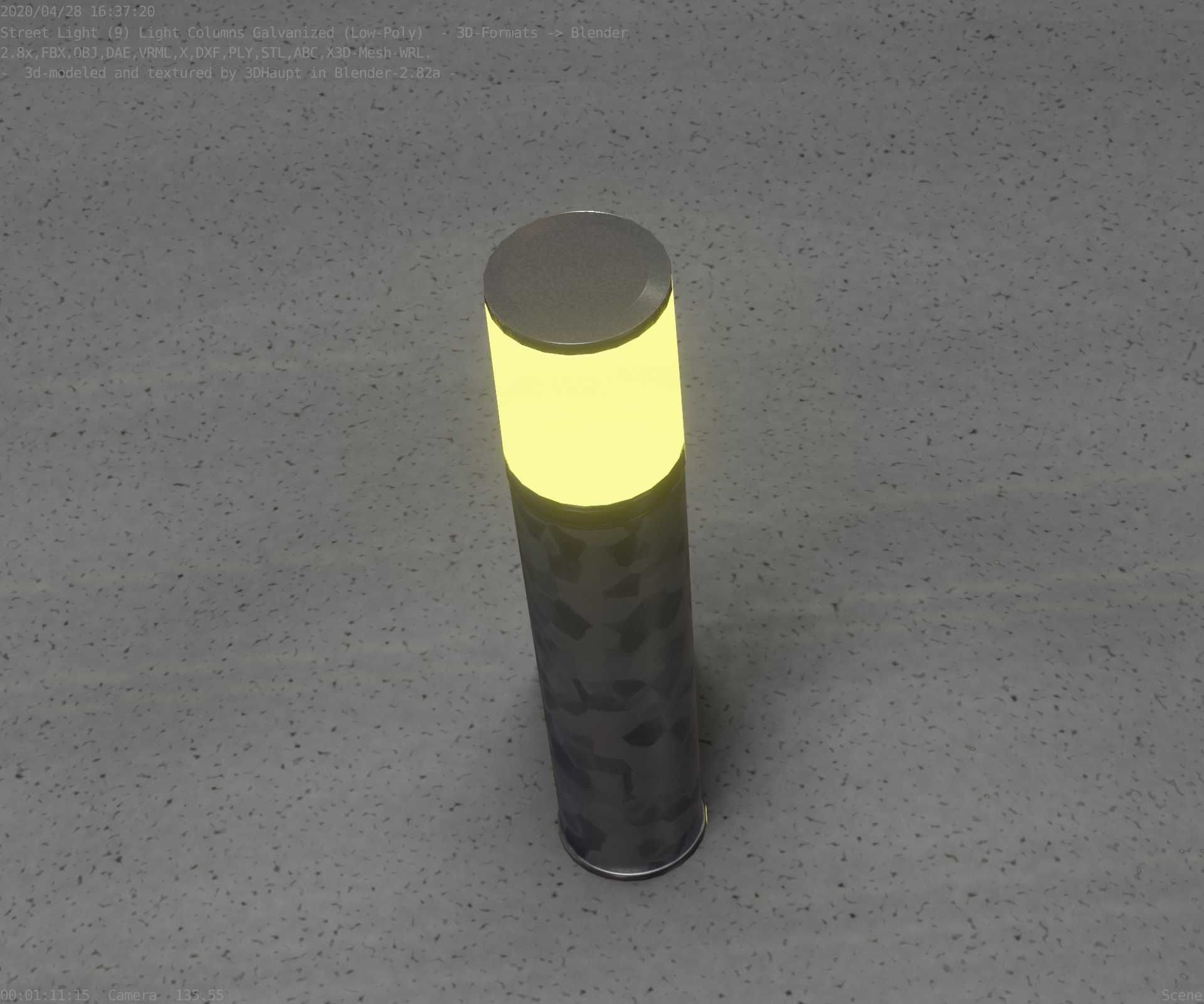 Galvanized Light-Column -18- Street-Light 9 Low-poly 3D model_3