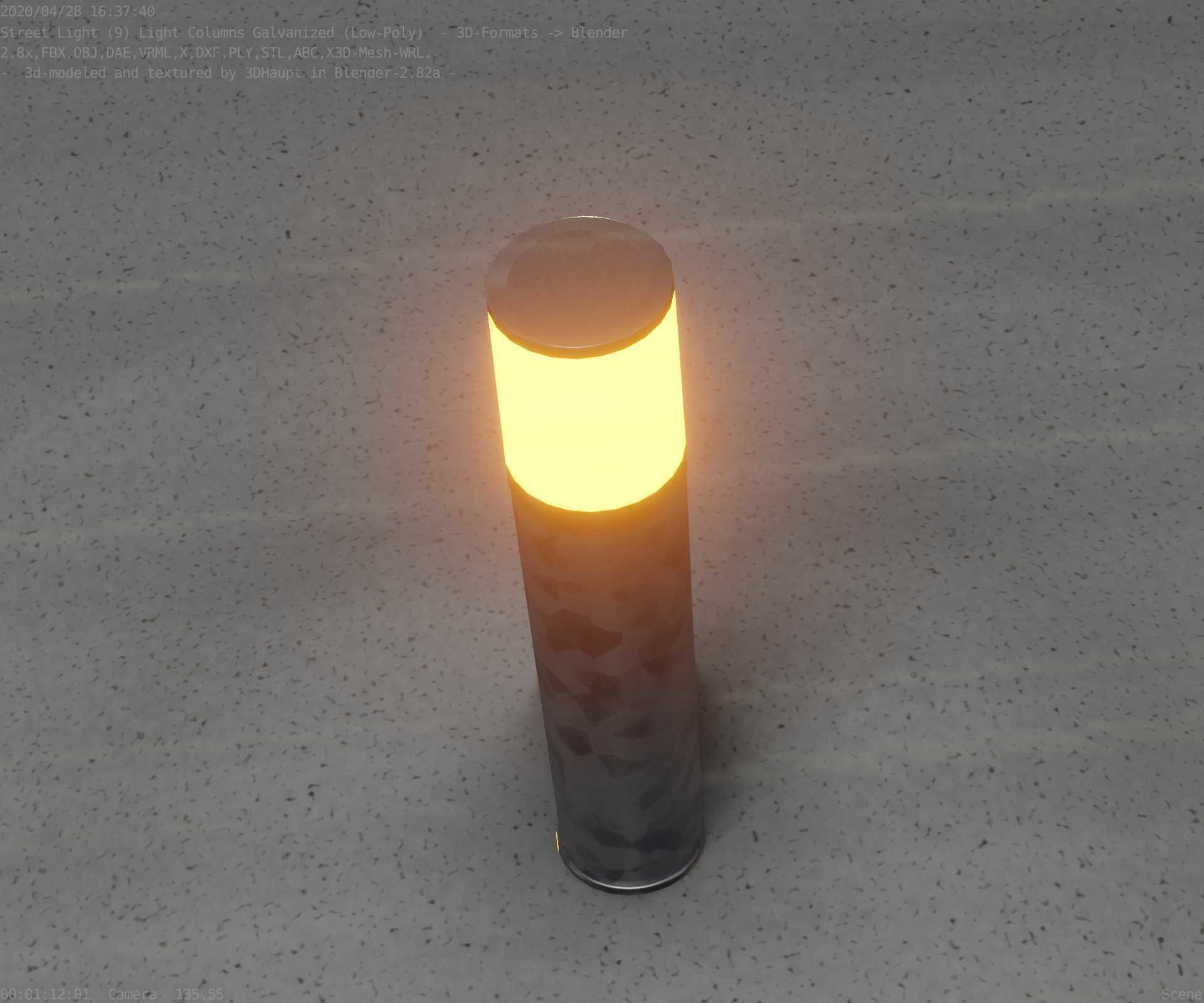 Galvanized Light-Column -18- Street-Light 9 Low-poly 3D model_13