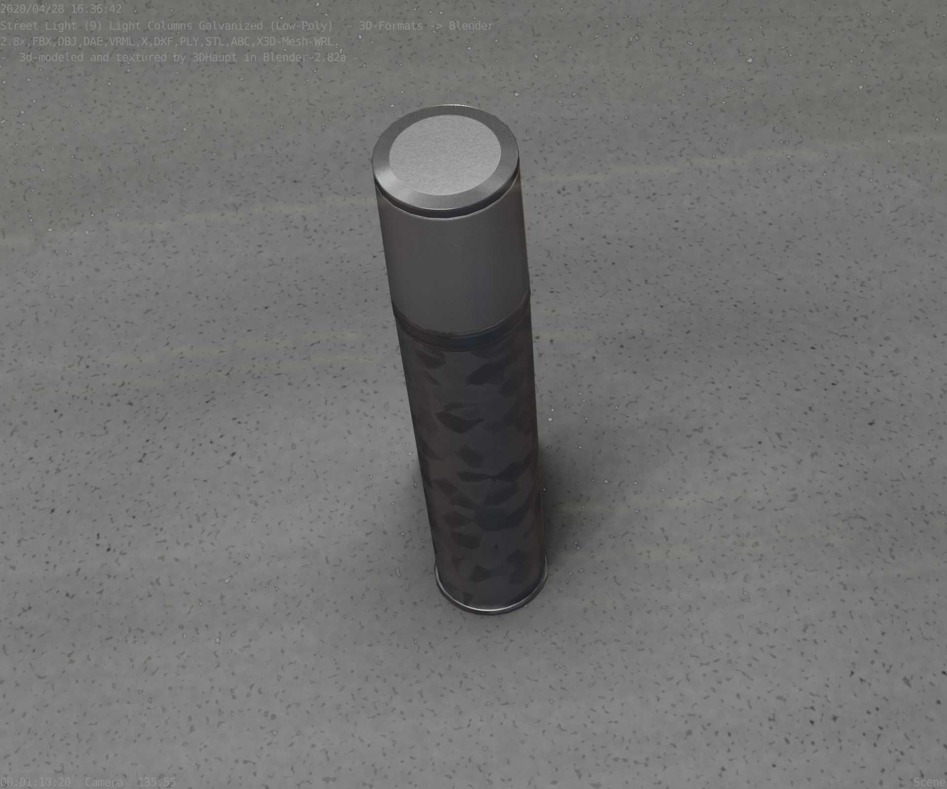 Galvanized Light-Column -18- Street-Light 9 Low-poly 3D model_1