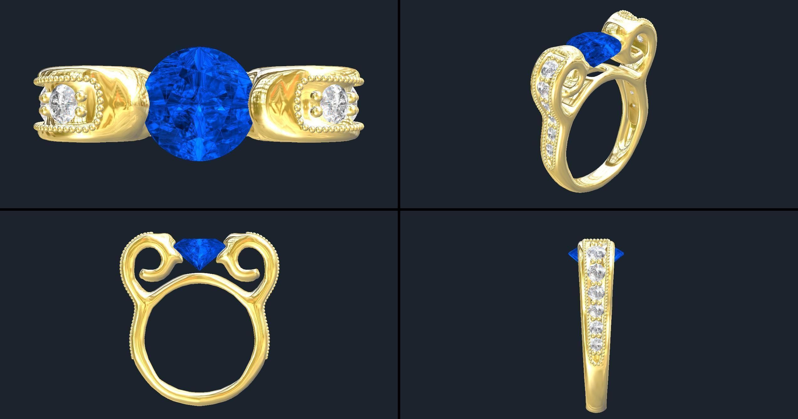 Anillo Solitario Elegante    Elegant Solitaire Ring 3D model_4