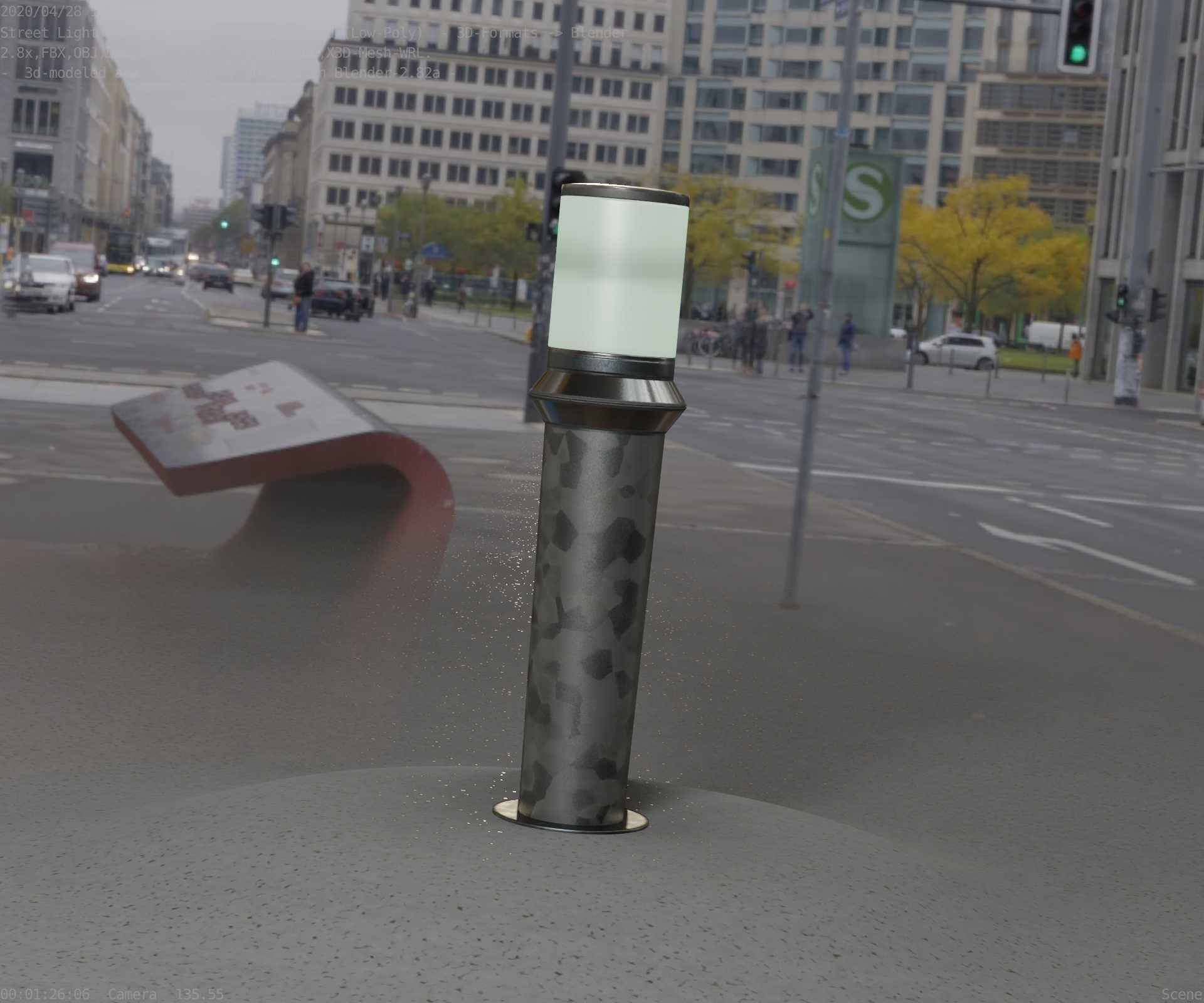 Galvanized Light-Column -21- Street-Light 9 Low-poly 3D model_1