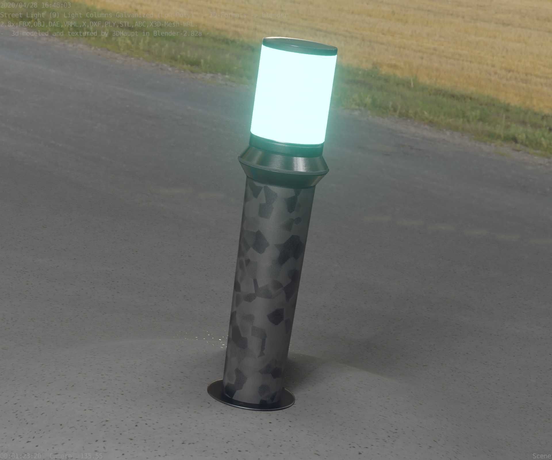Galvanized Light-Column -21- Street-Light 9 Low-poly 3D model_26