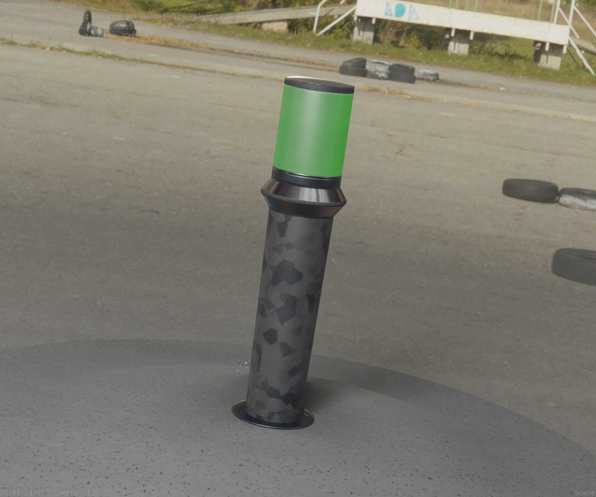 Galvanized Light-Column -21- Street-Light 9 Low-poly 3D model_35