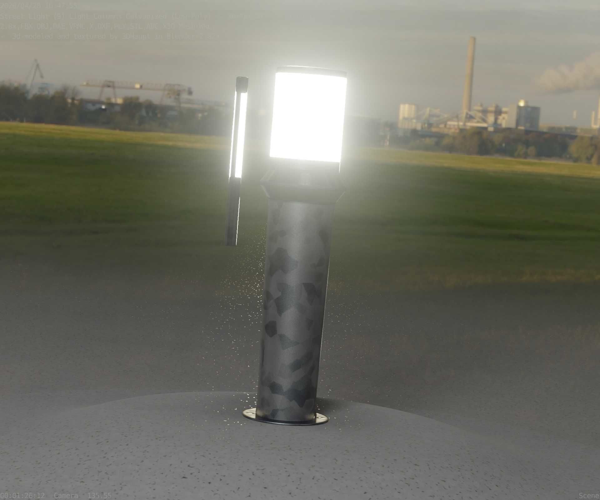 Galvanized Light-Column -21- Street-Light 9 Low-poly 3D model_6