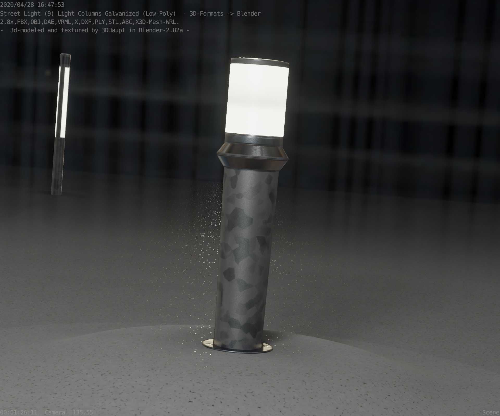 Galvanized Light-Column -21- Street-Light 9 Low-poly 3D model_5
