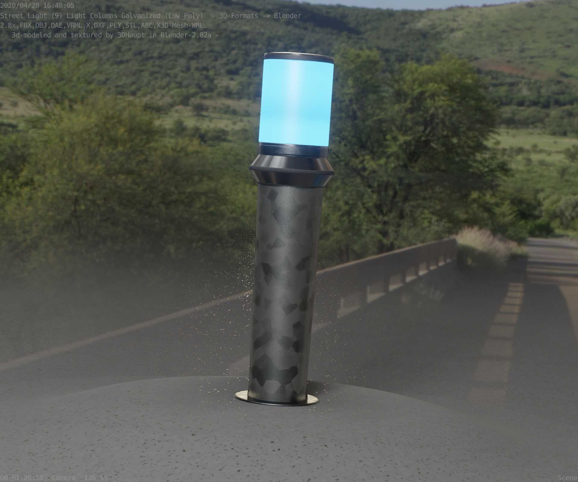 Galvanized Light-Column -21- Street-Light 9 Low-poly 3D model_12