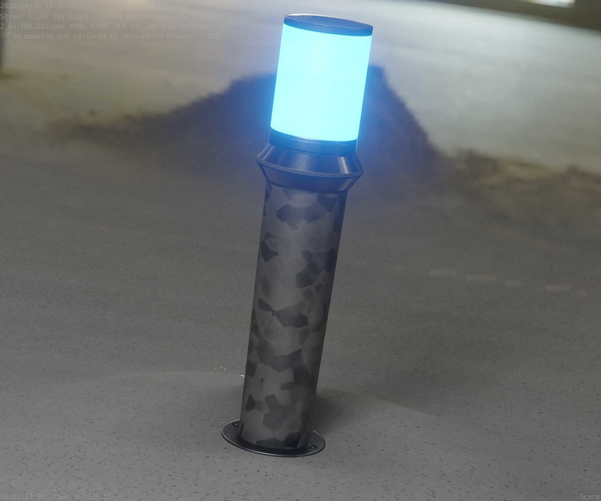 Galvanized Light-Column -21- Street-Light 9 Low-poly 3D model_14