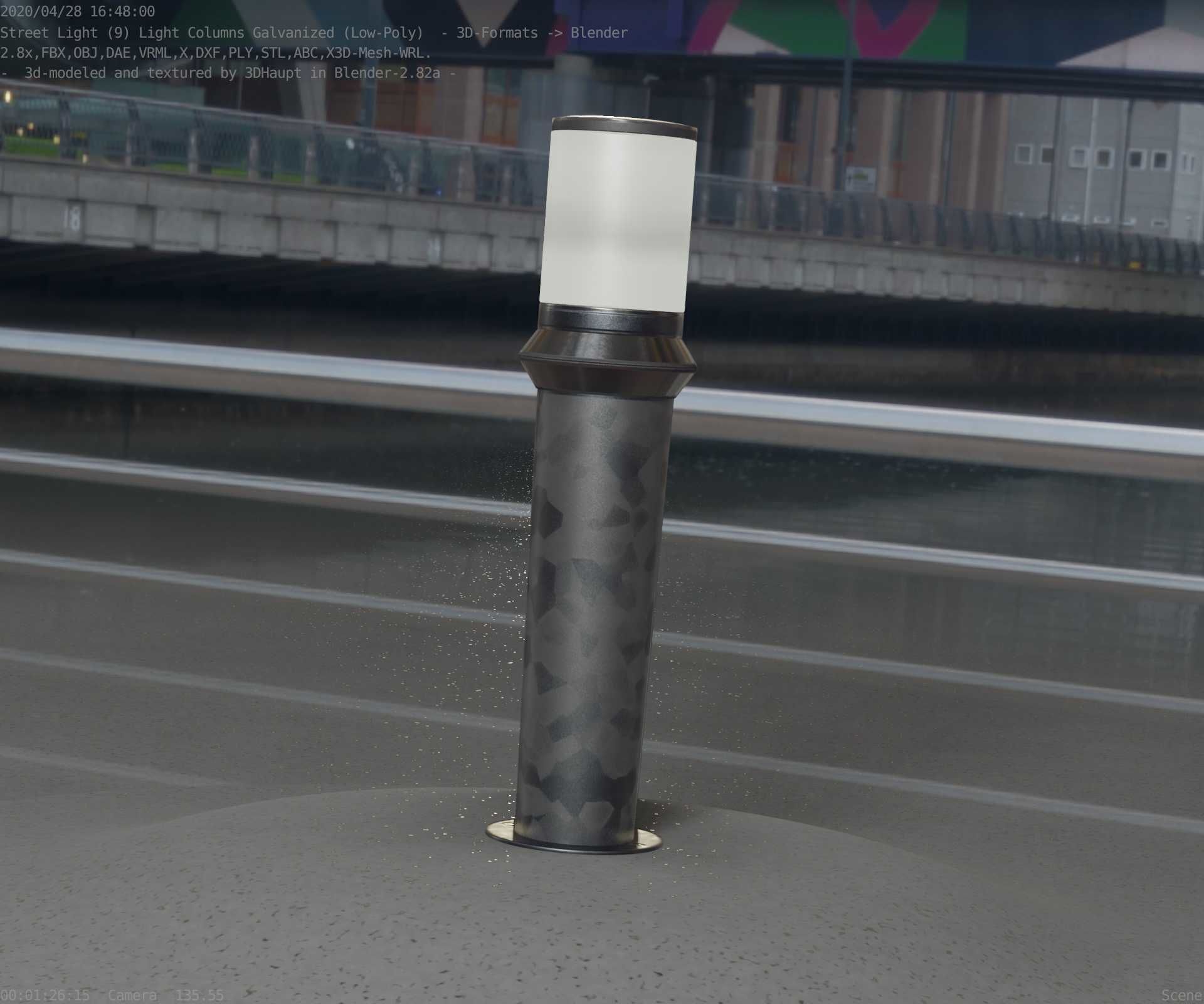 Galvanized Light-Column -21- Street-Light 9 Low-poly 3D model_9