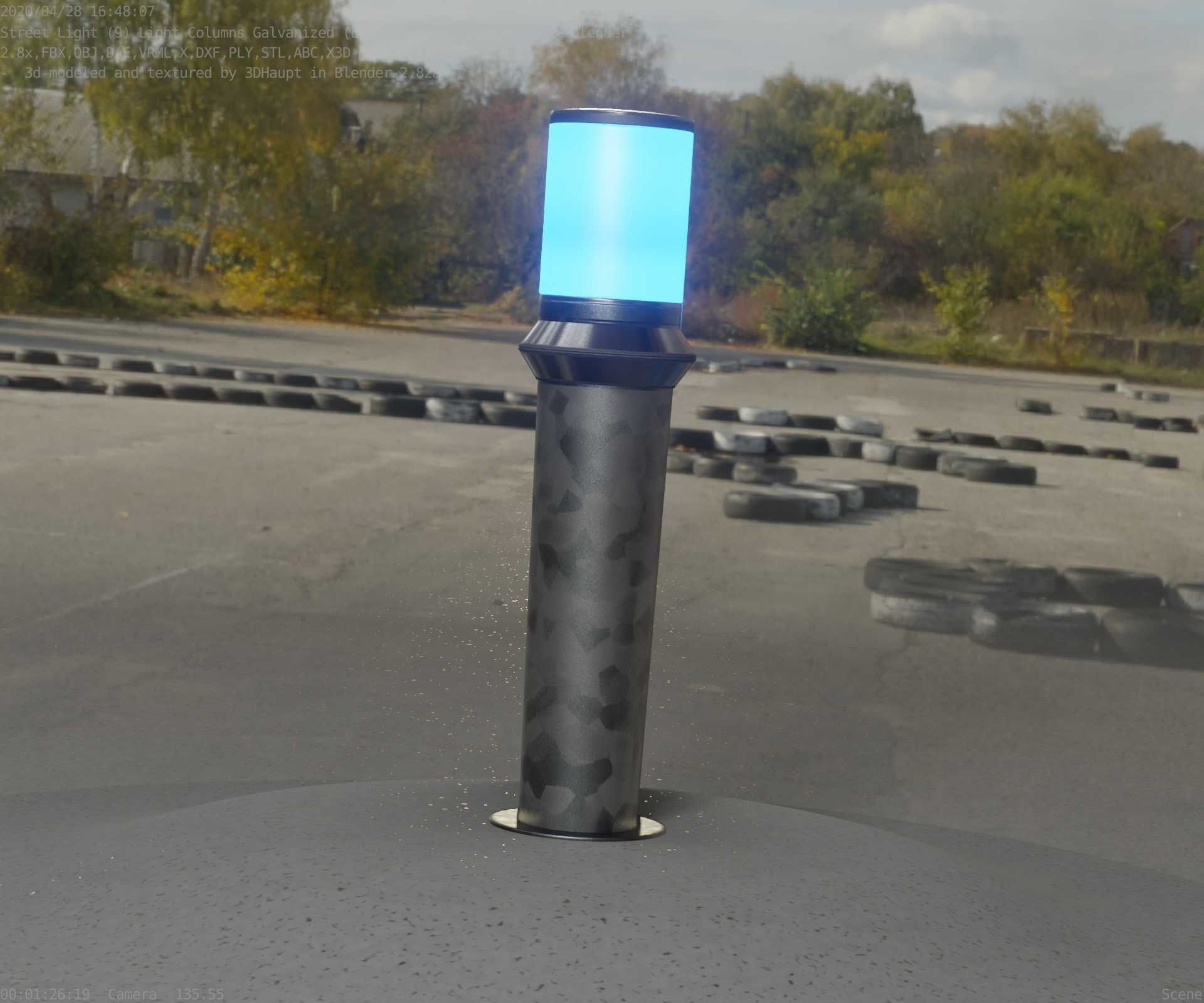 Galvanized Light-Column -21- Street-Light 9 Low-poly 3D model_13