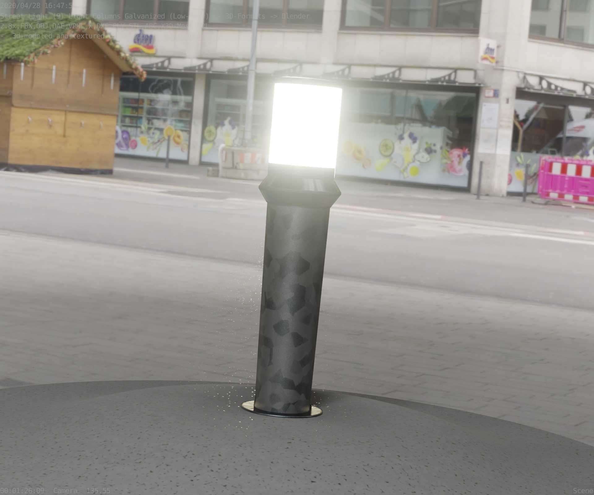 Galvanized Light-Column -21- Street-Light 9 Low-poly 3D model_3