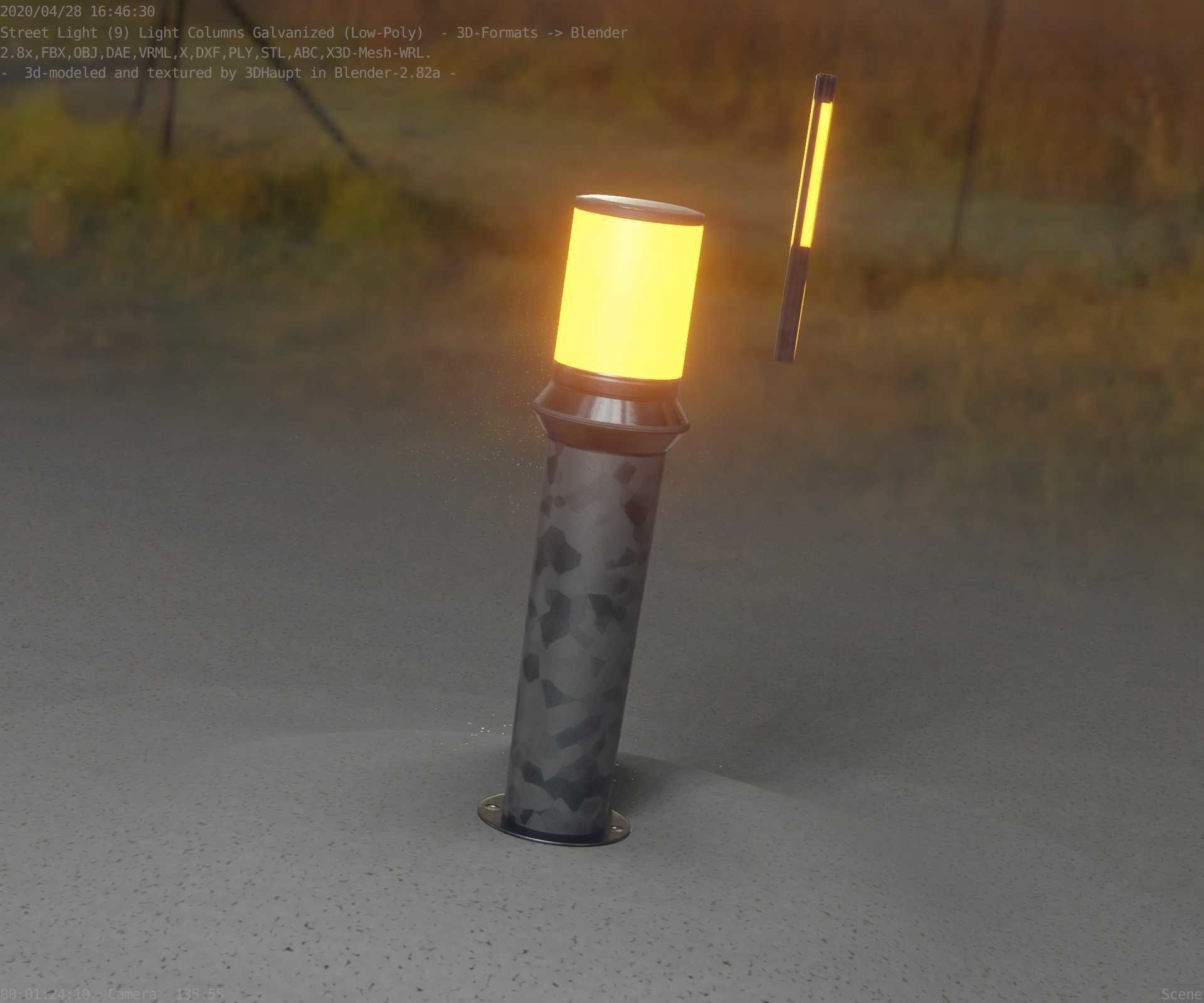 Galvanized Light-Column -21- Street-Light 9 Low-poly 3D model_40