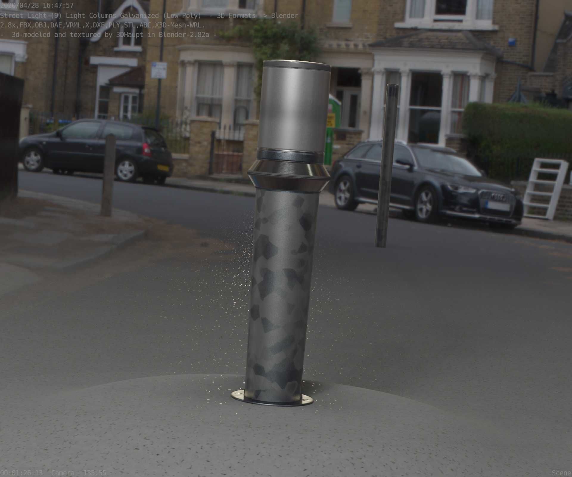 Galvanized Light-Column -21- Street-Light 9 Low-poly 3D model_7