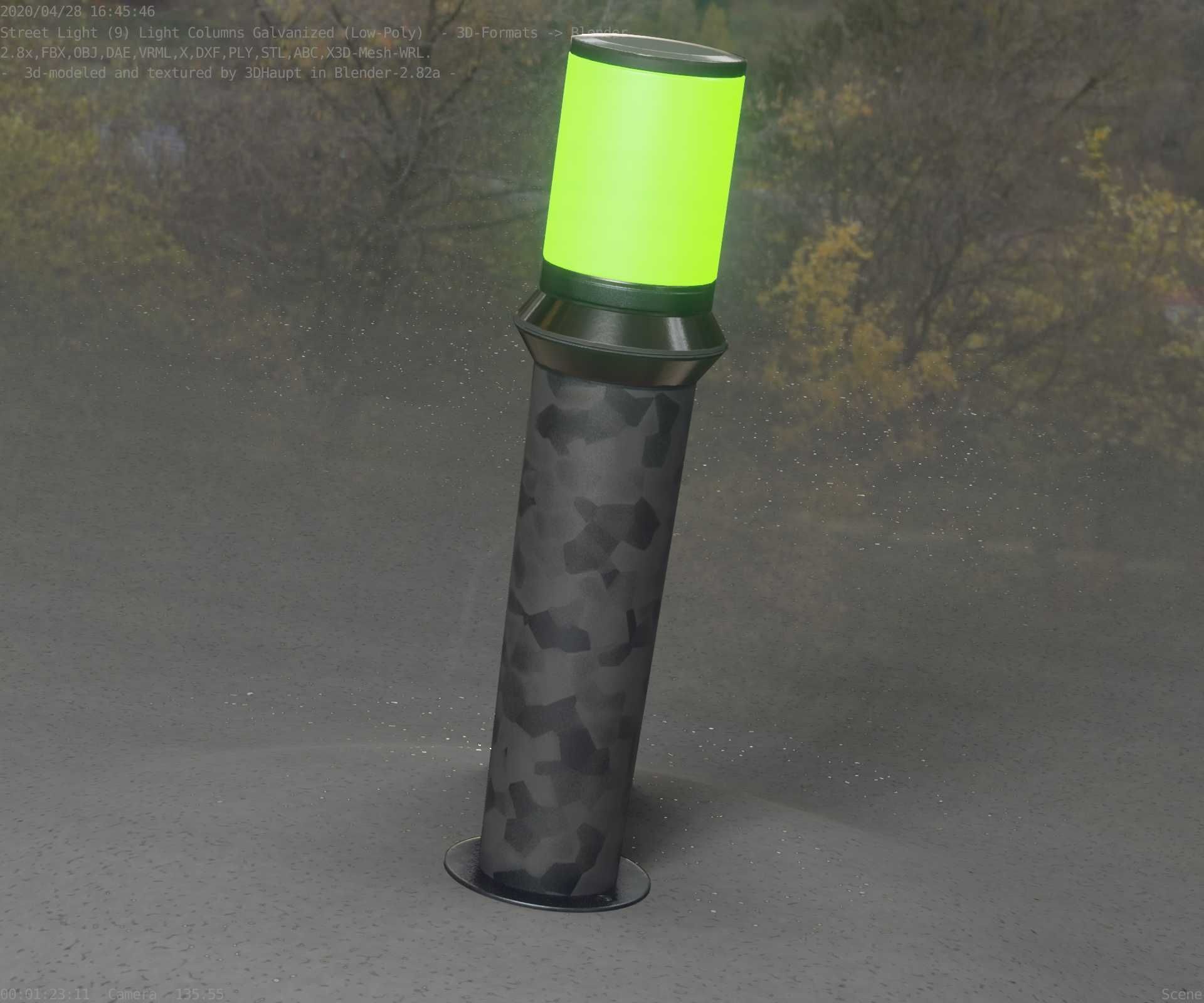 Galvanized Light-Column -21- Street-Light 9 Low-poly 3D model_17