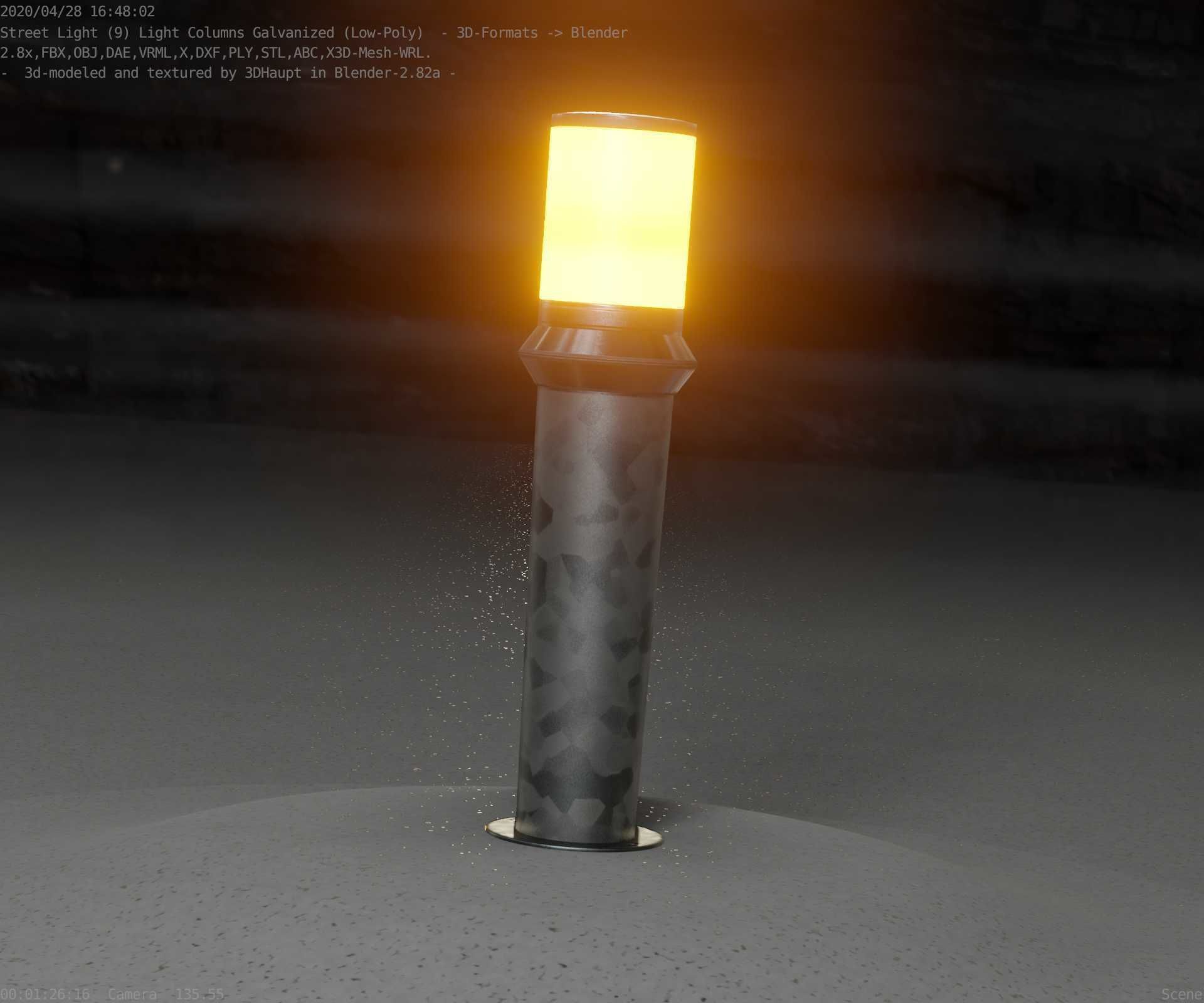 Galvanized Light-Column -21- Street-Light 9 Low-poly 3D model_10