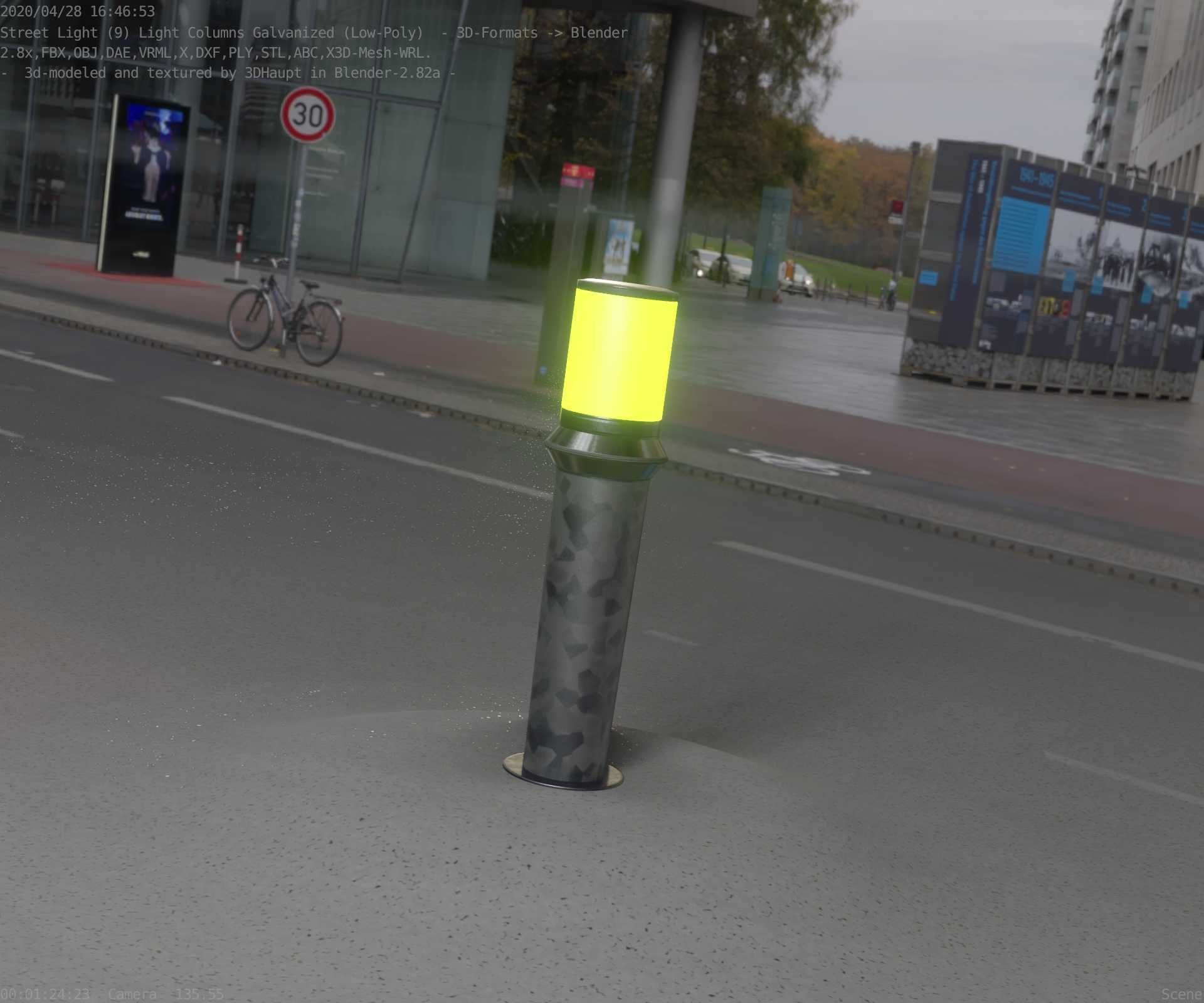 Galvanized Light-Column -21- Street-Light 9 Low-poly 3D model_53