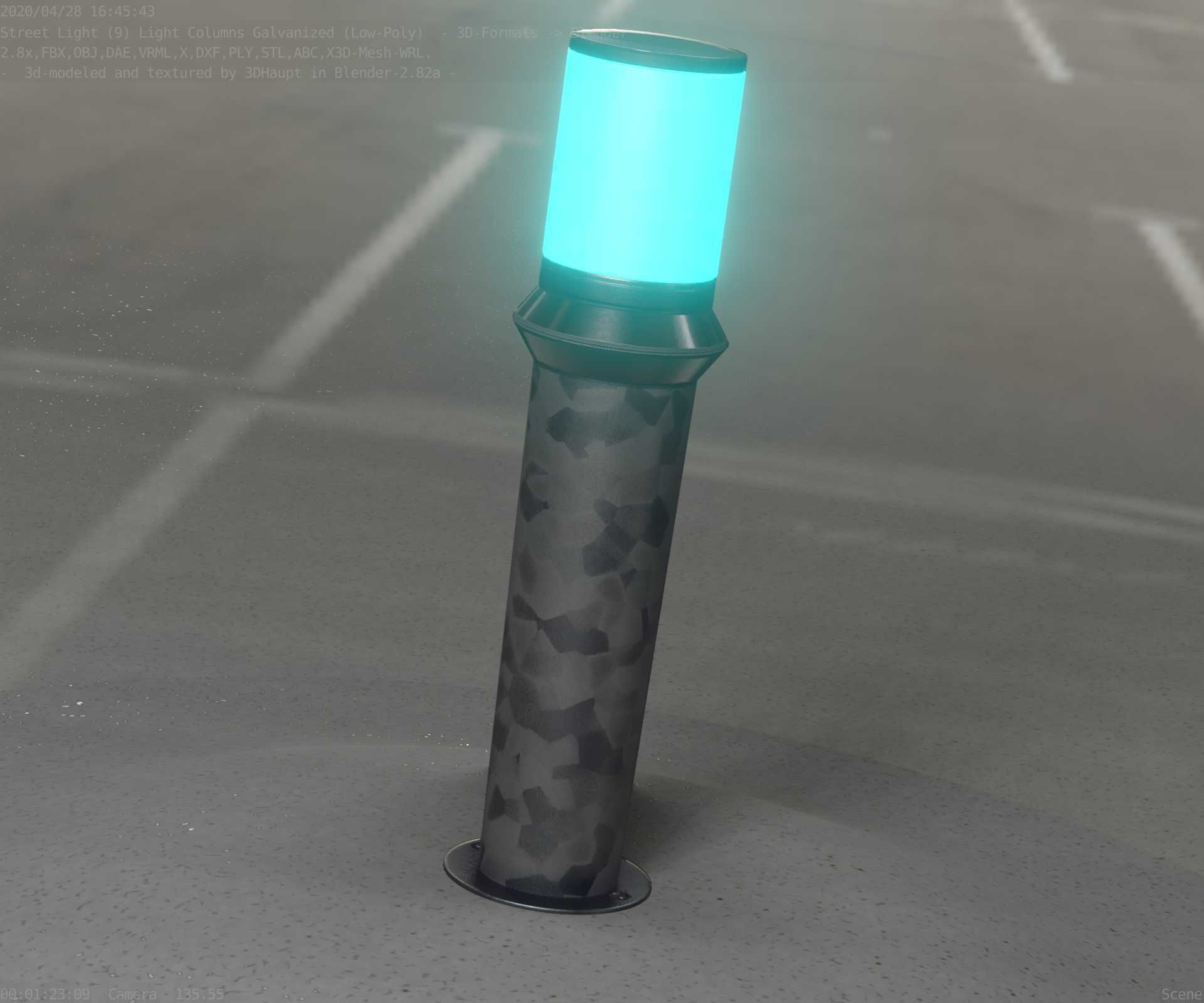 Galvanized Light-Column -21- Street-Light 9 Low-poly 3D model_15