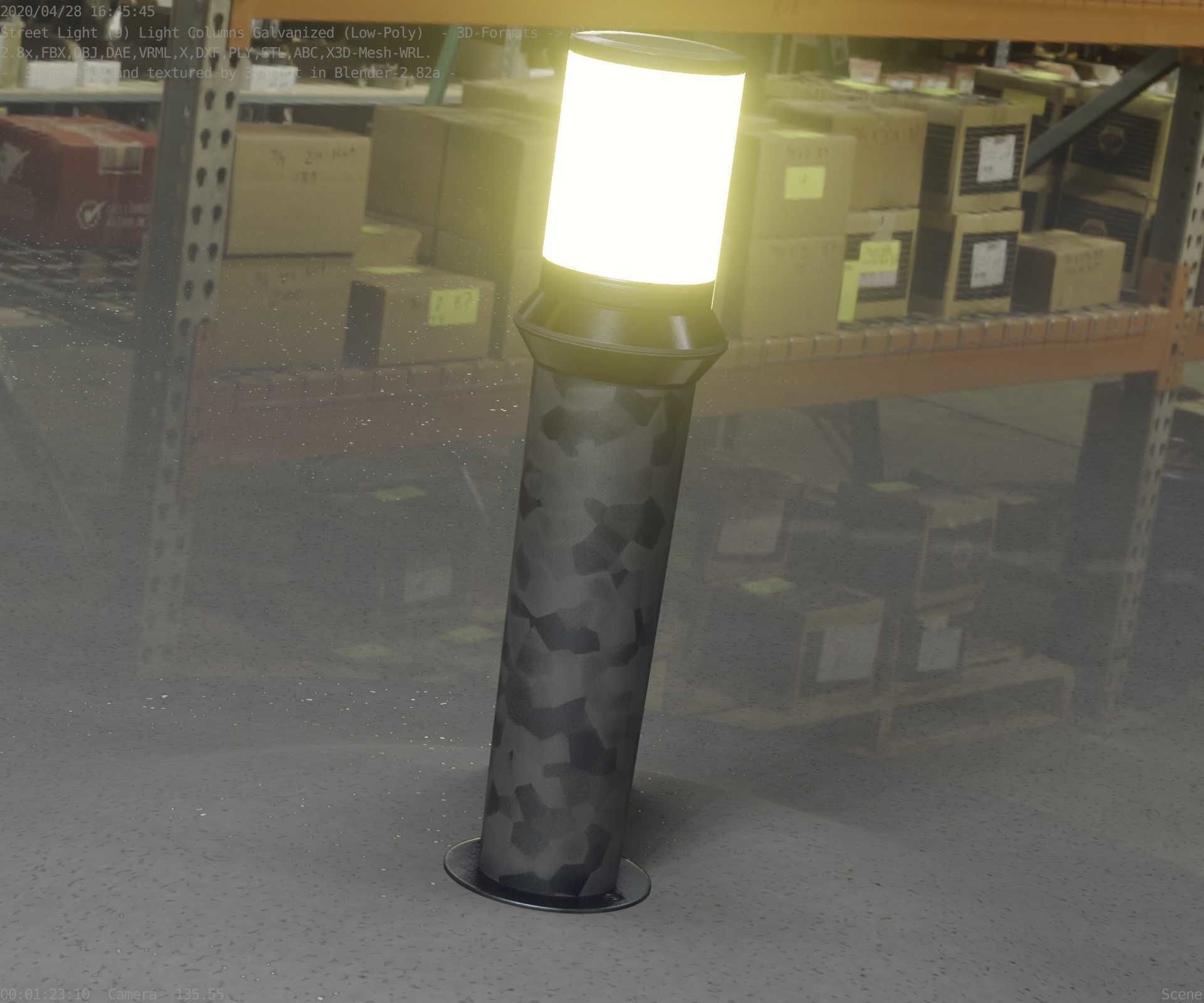 Galvanized Light-Column -21- Street-Light 9 Low-poly 3D model_16