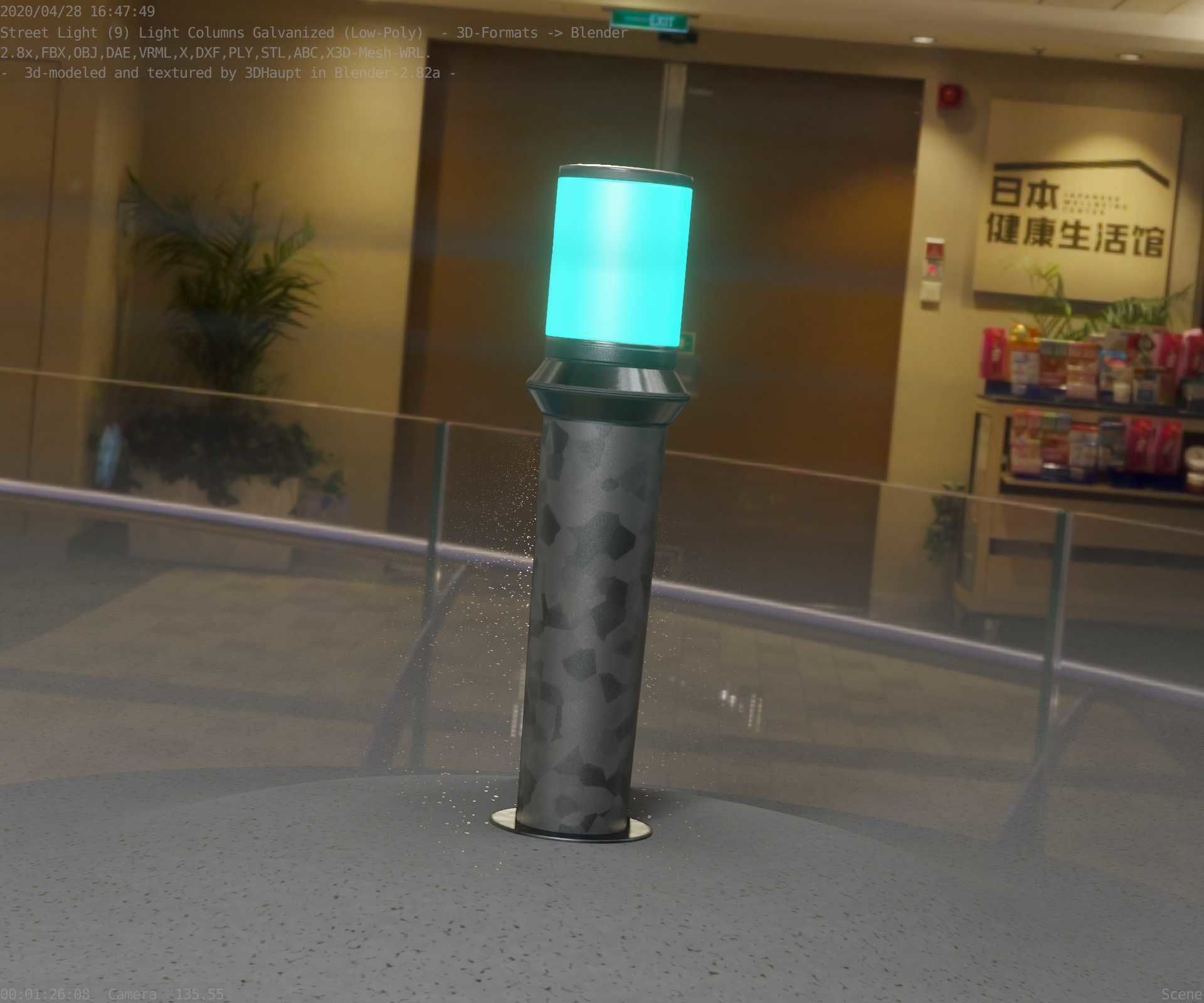 Galvanized Light-Column -21- Street-Light 9 Low-poly 3D model_2