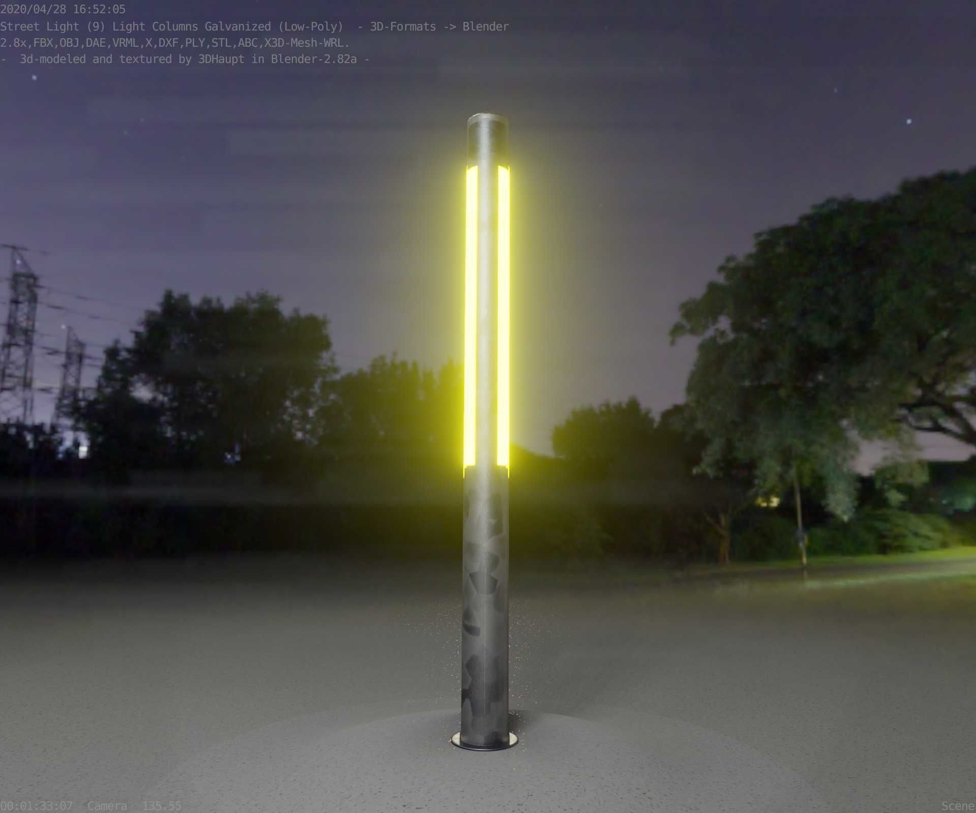 Galvanized Light-Column -23- Street-Light 9 Low-poly 3D model_50