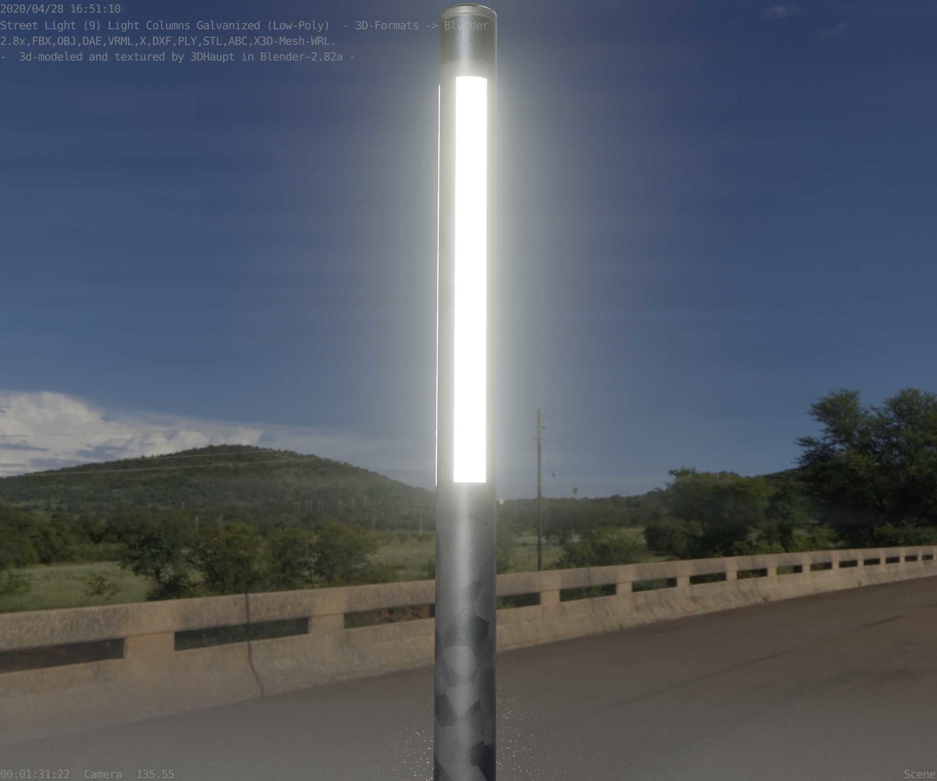 Galvanized Light-Column -23- Street-Light 9 Low-poly 3D model_17