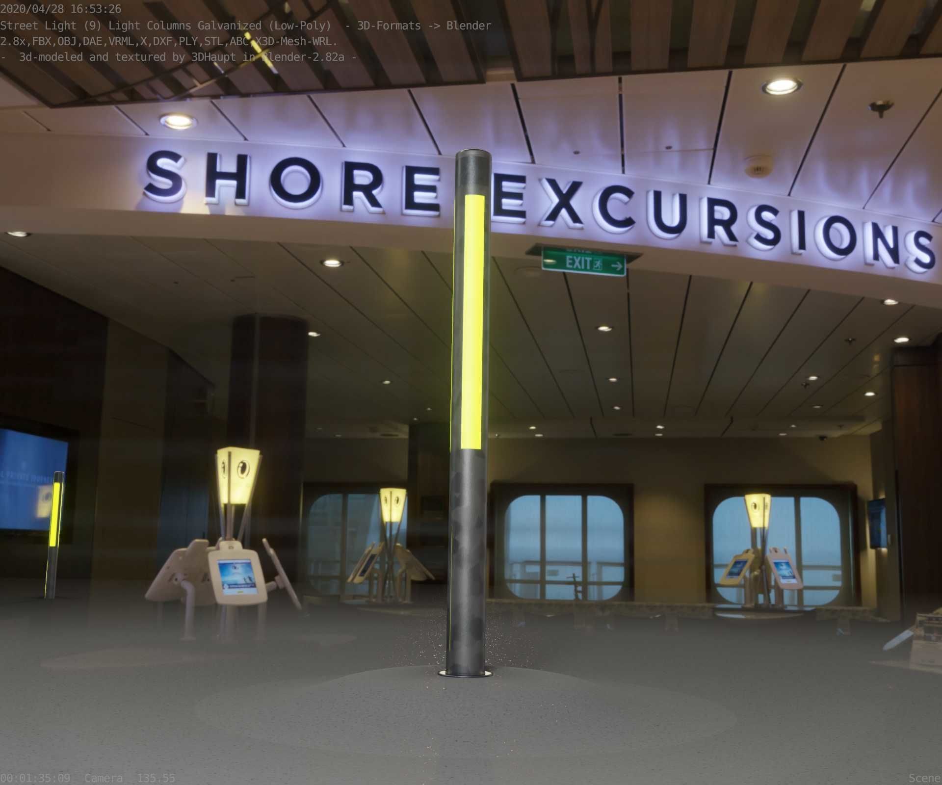 Galvanized Light-Column -23- Street-Light 9 Low-poly 3D model_6