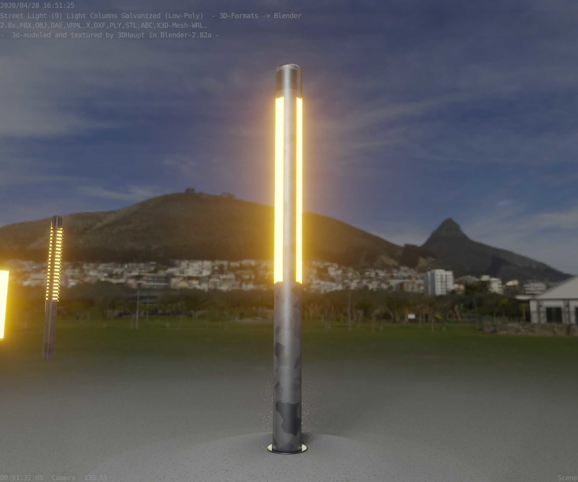 Galvanized Light-Column -23- Street-Light 9 Low-poly 3D model_27