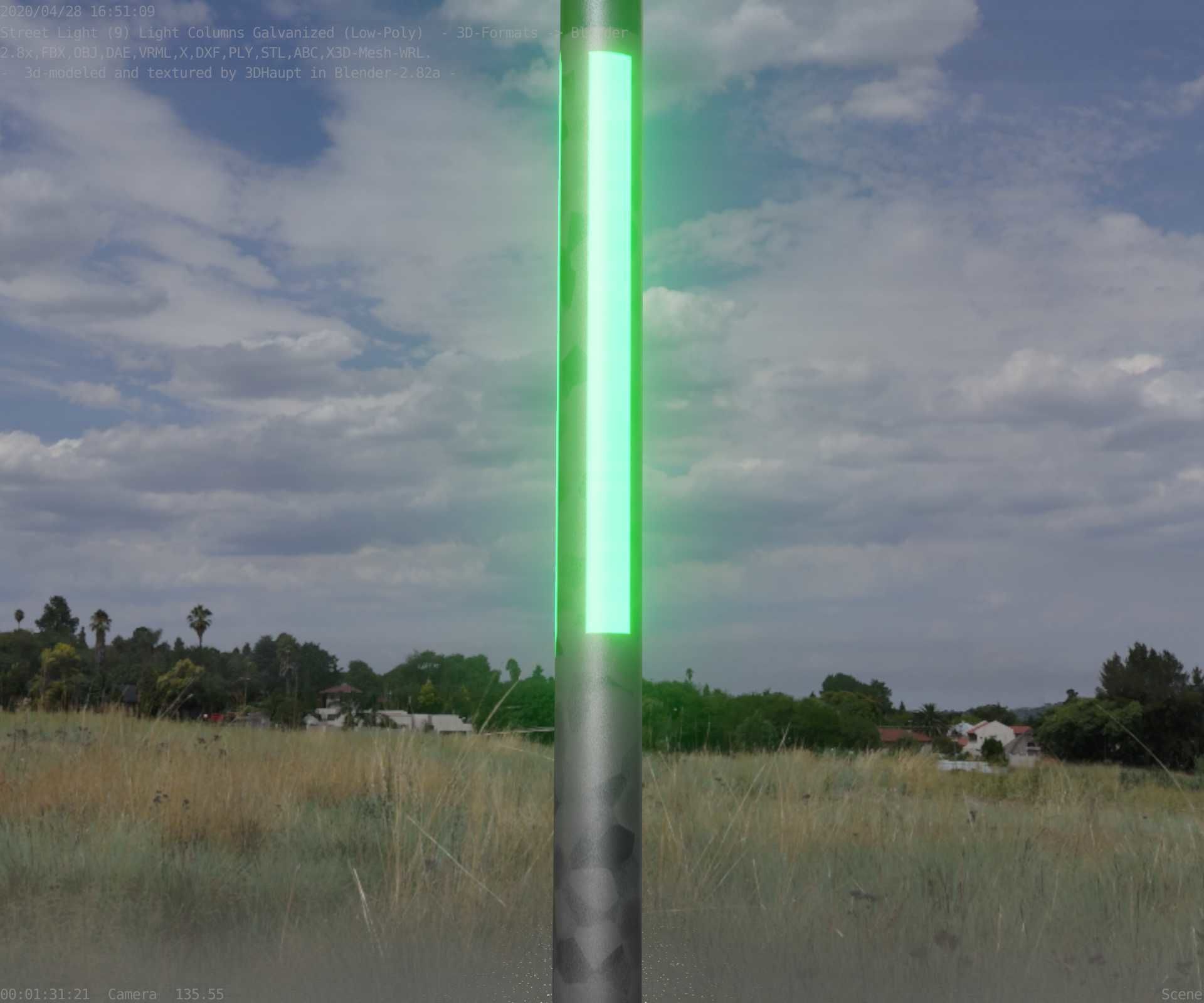 Galvanized Light-Column -23- Street-Light 9 Low-poly 3D model_16