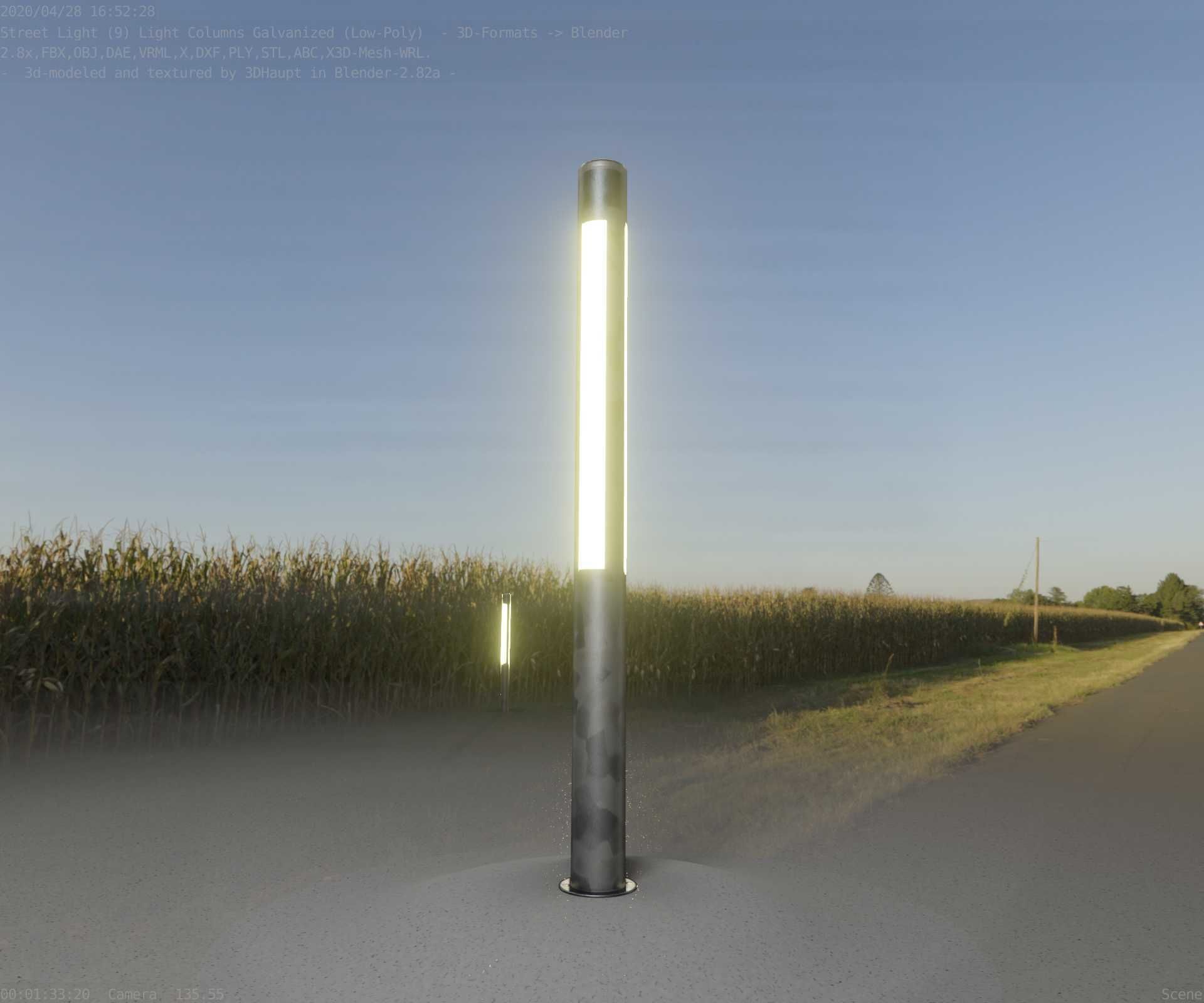 Galvanized Light-Column -23- Street-Light 9 Low-poly 3D model_62