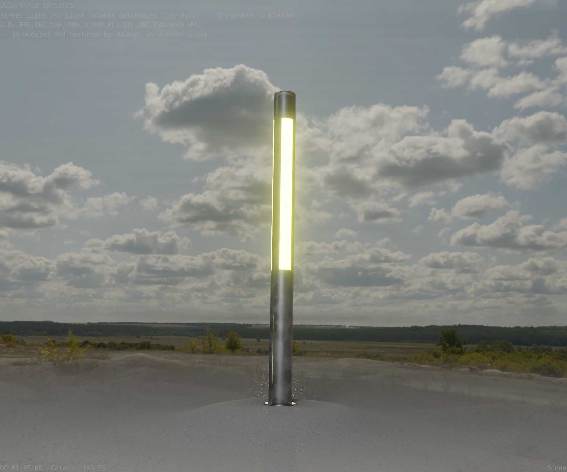 Galvanized Light-Column -23- Street-Light 9 Low-poly 3D model_5
