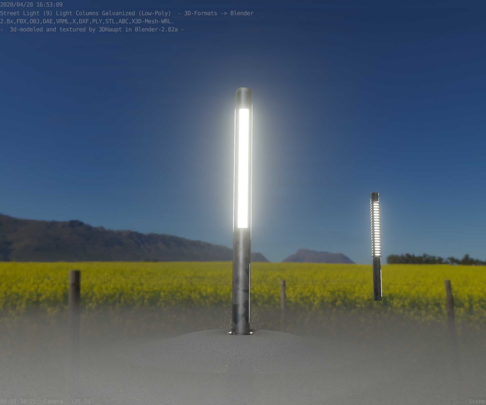 Galvanized Light-Column -23- Street-Light 9 Low-poly 3D model_86