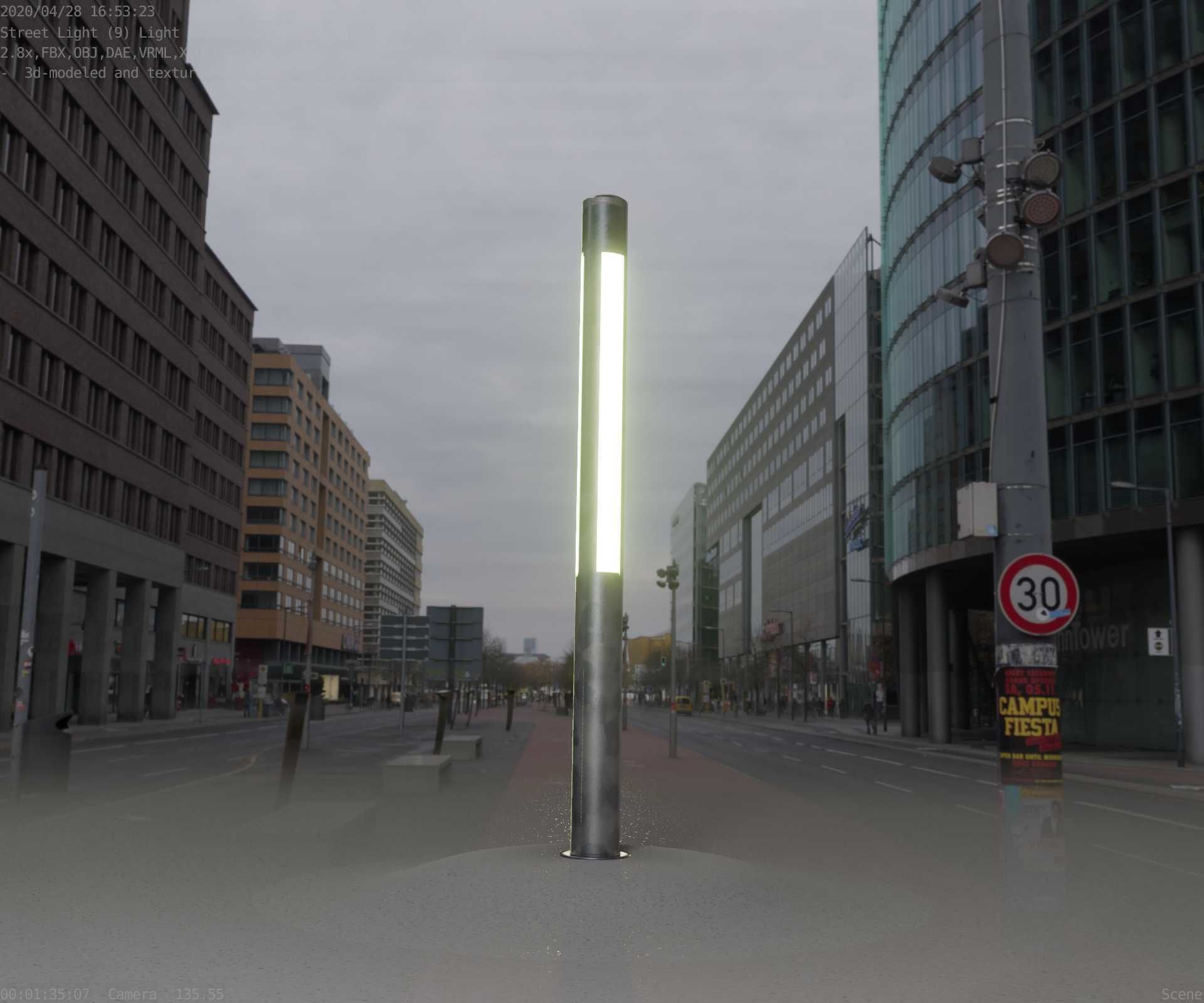 Galvanized Light-Column -23- Street-Light 9 Low-poly 3D model_4